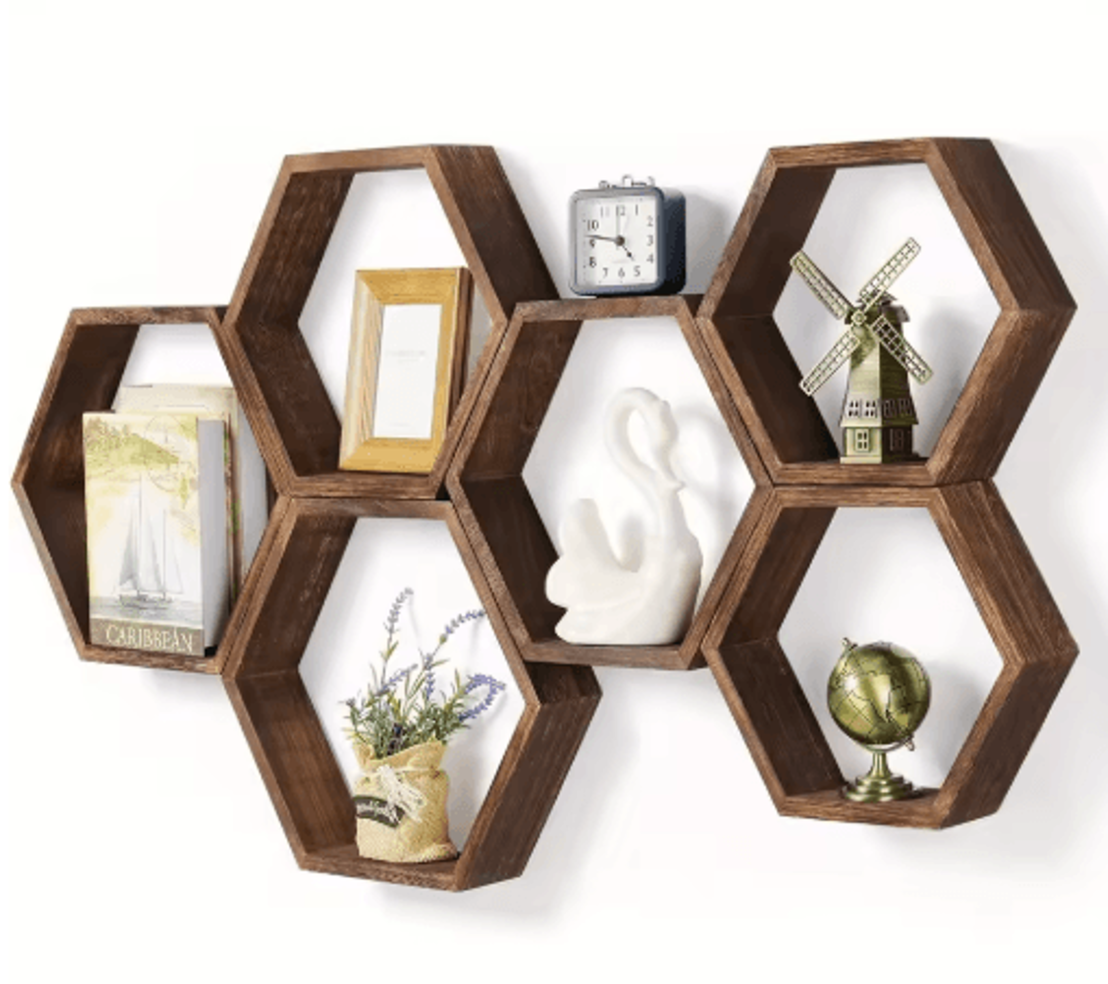 hexagon floating wall shelf for stylish home storage & decor