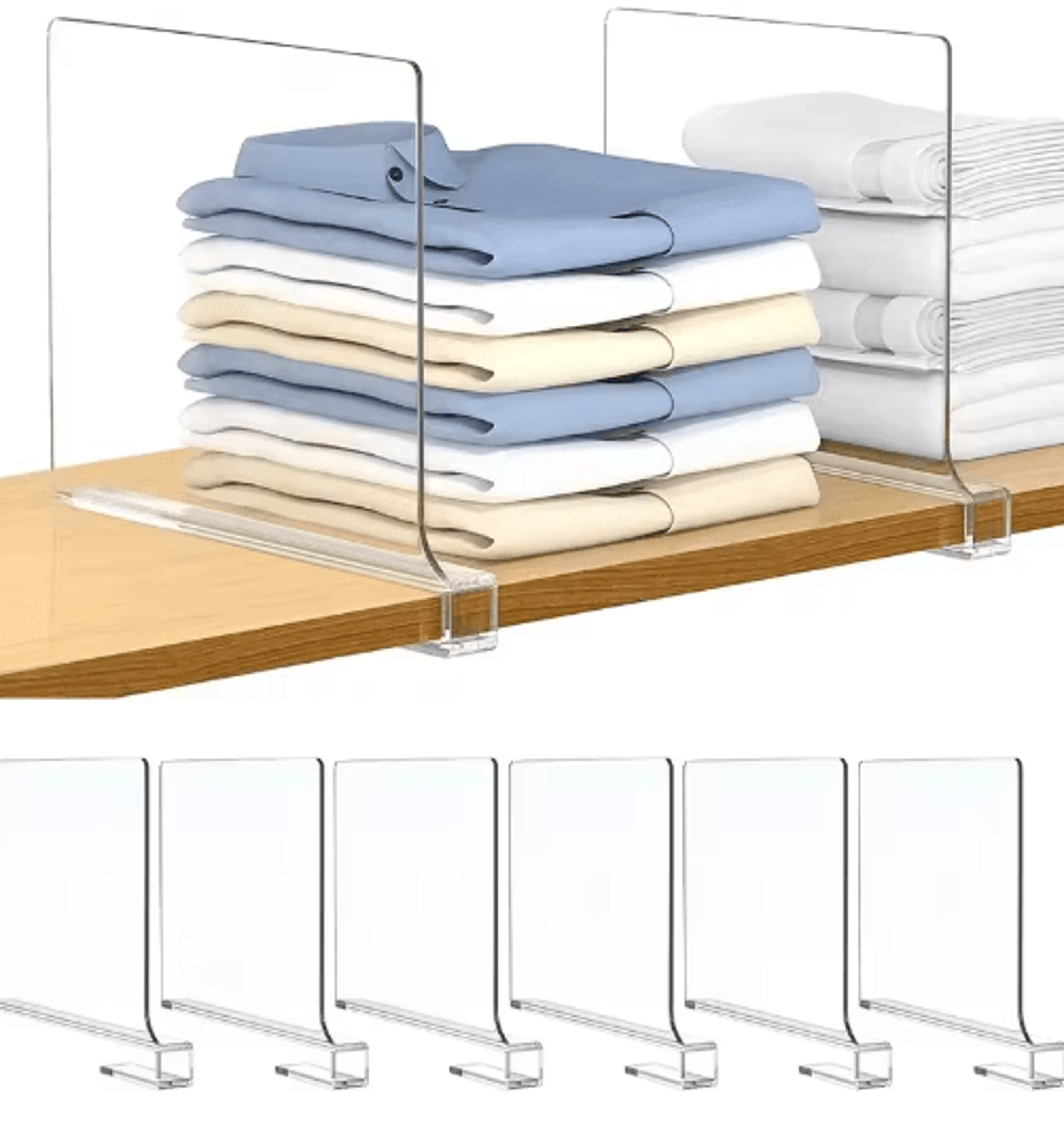 transparent closet shelf dividers for wardrobe & cabinet organization