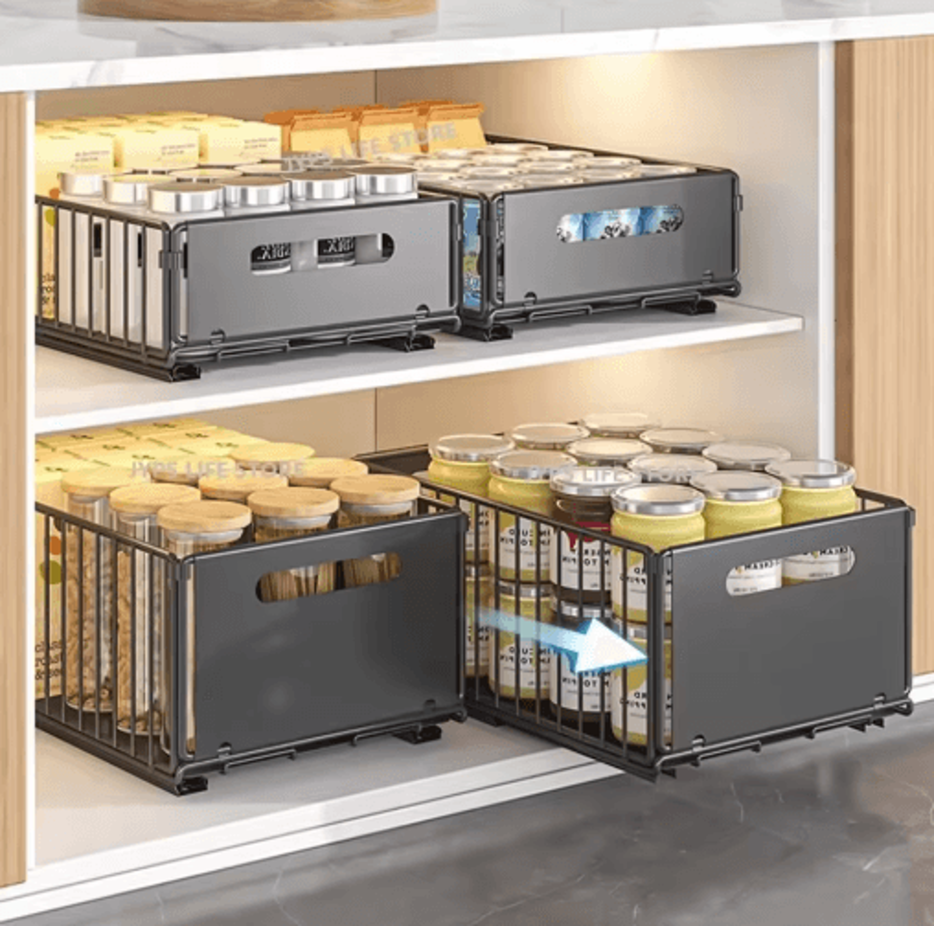 pull-out cabinet organizer – sliding spice & kitchen storage rack