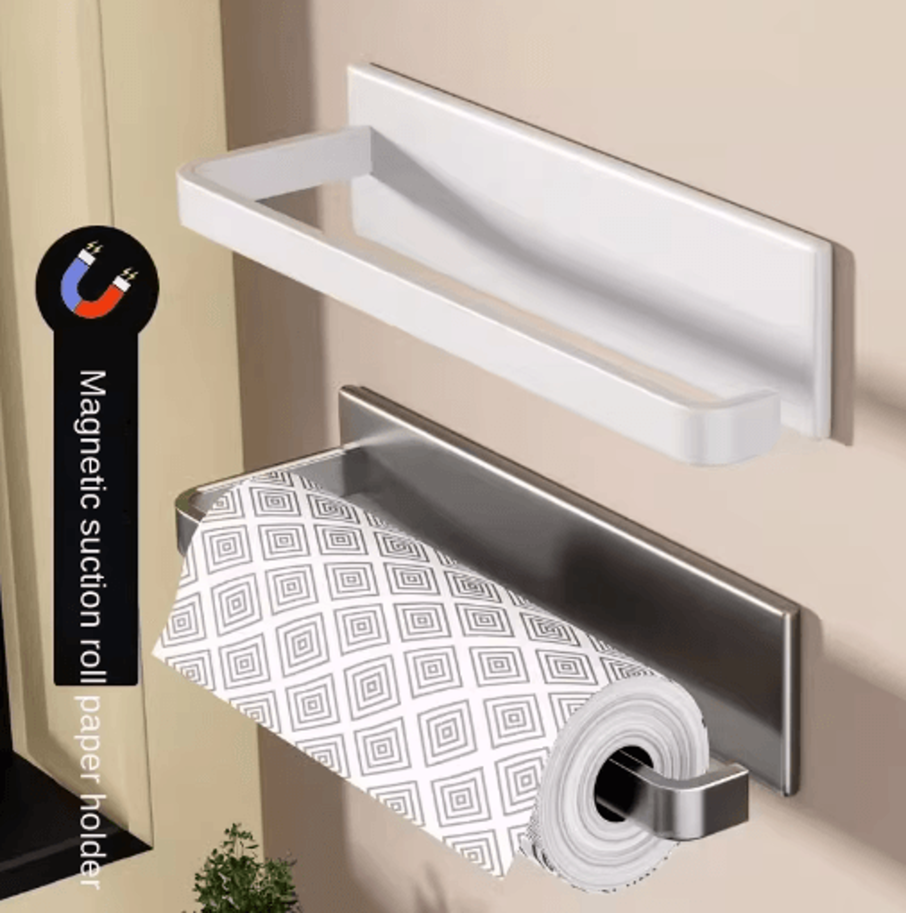magnetic paper towel holder – wall-mounted kitchen roll organizer