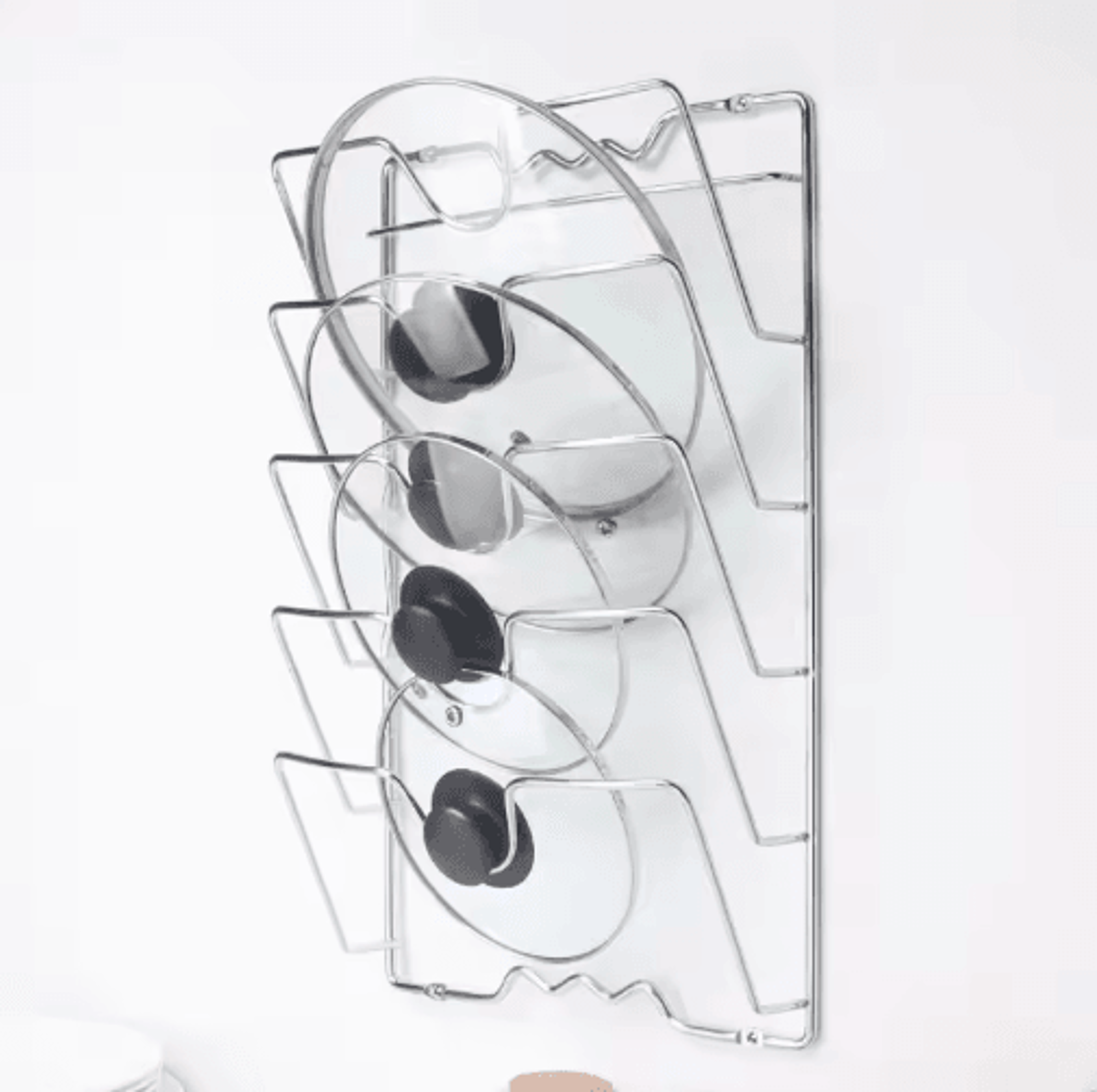 5-tier wall mounted pot lid organizer rack rust-resistant kitchen storage