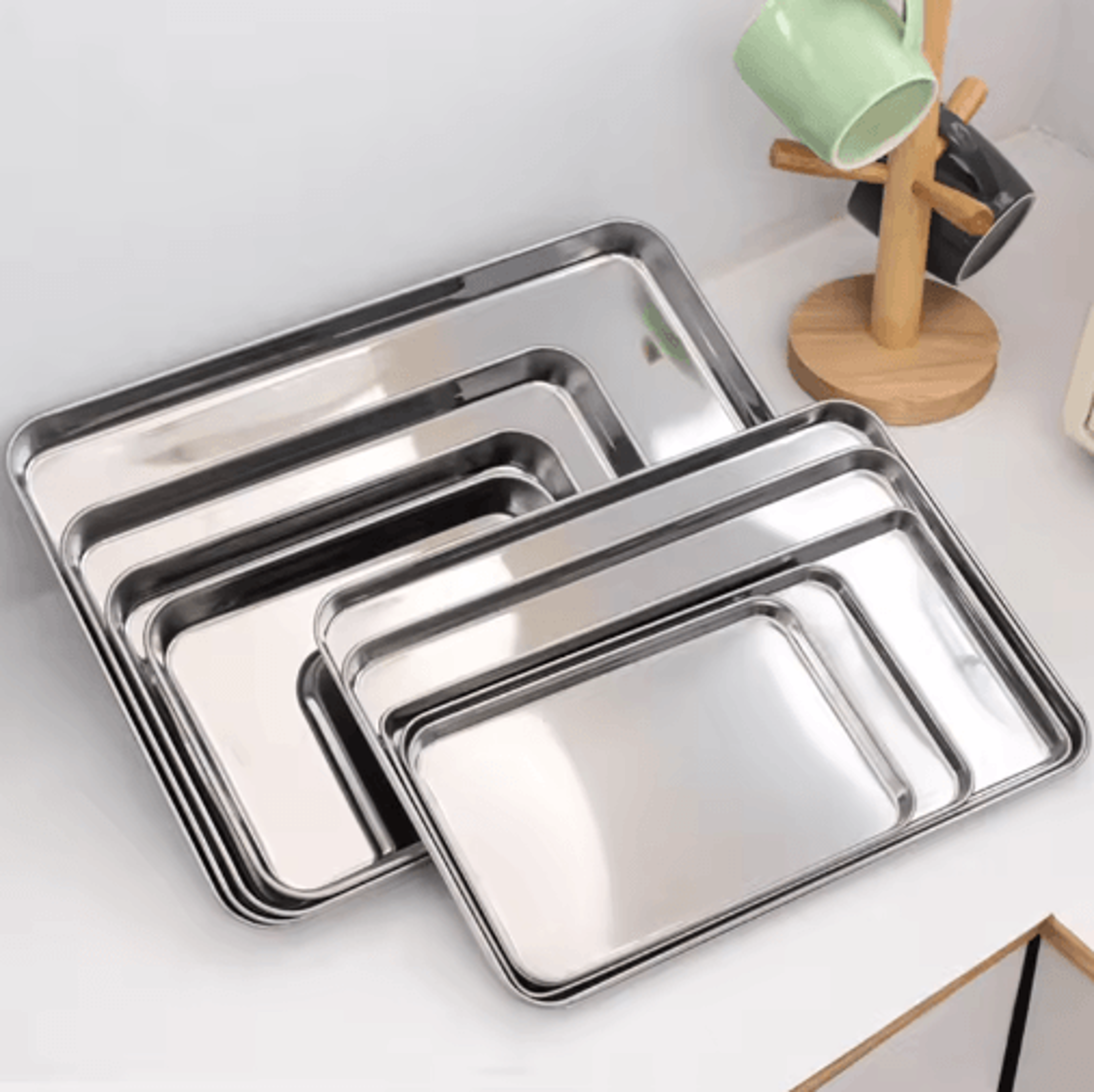 stainless steel rectangular serving tray food storage & baking plate