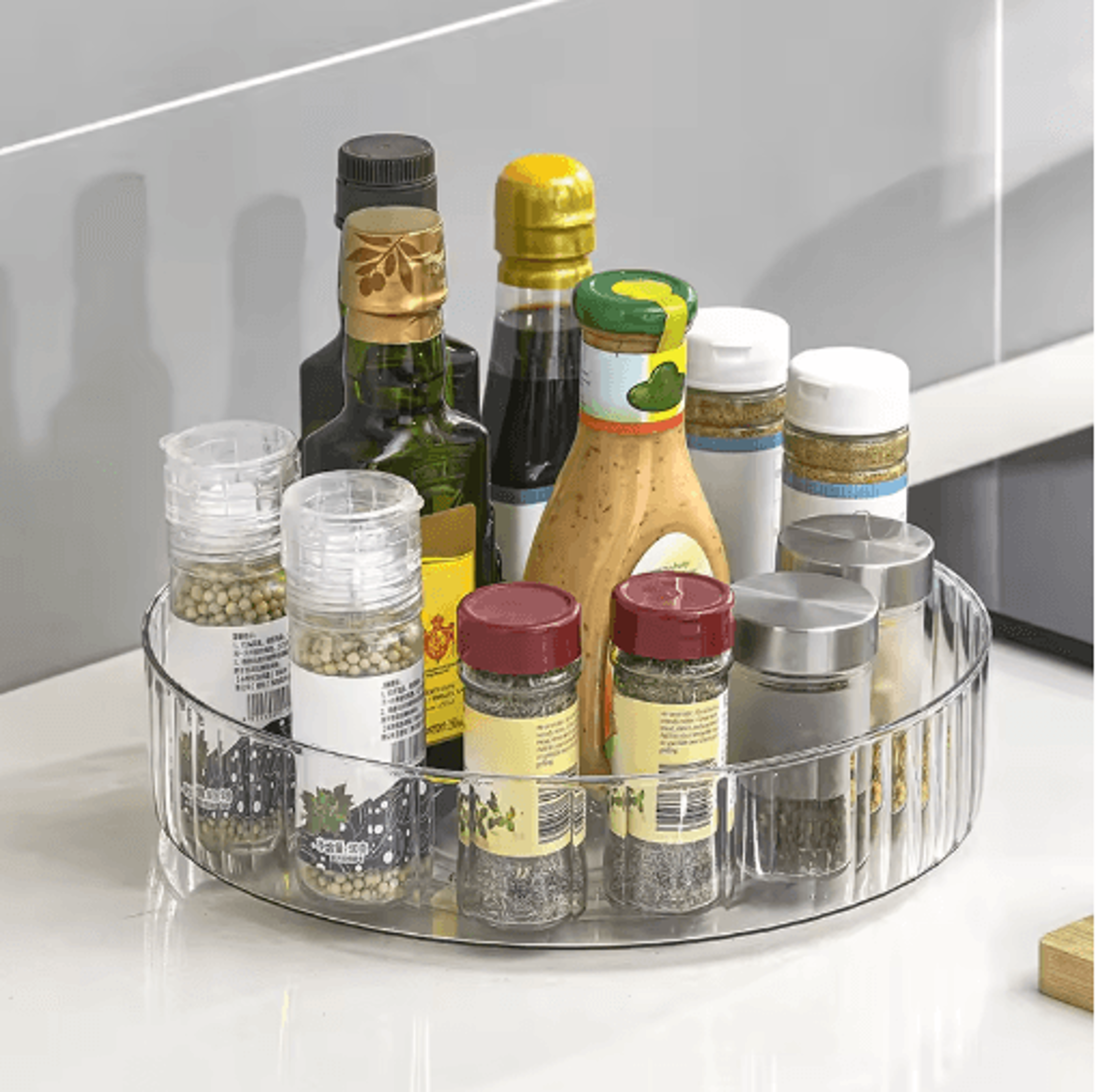360° rotating lazy susan organizer – clear fridge & kitchen storage tray