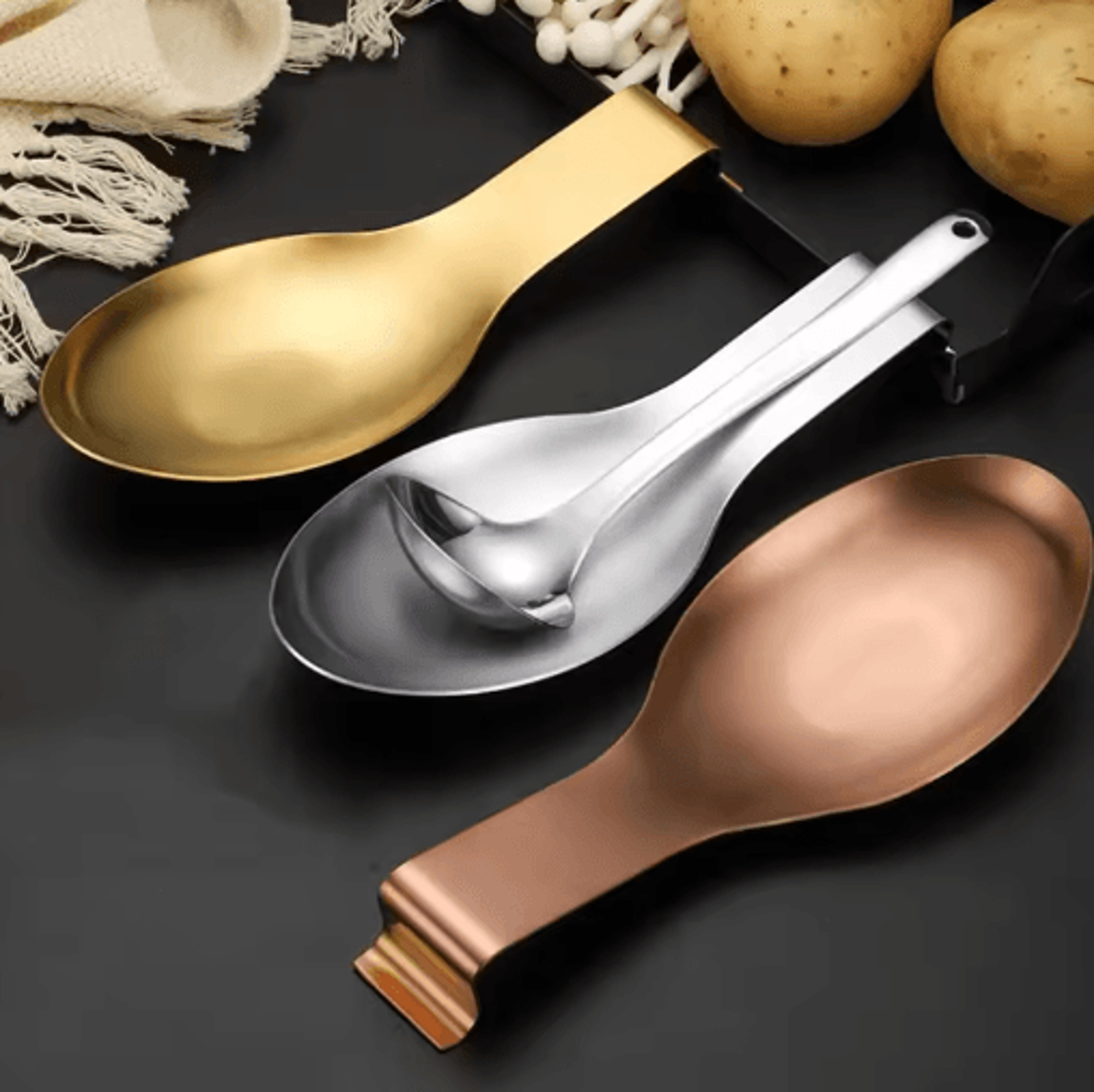 fish-shaped stainless steel spoon rest – heat-resistant kitchen utensil holder