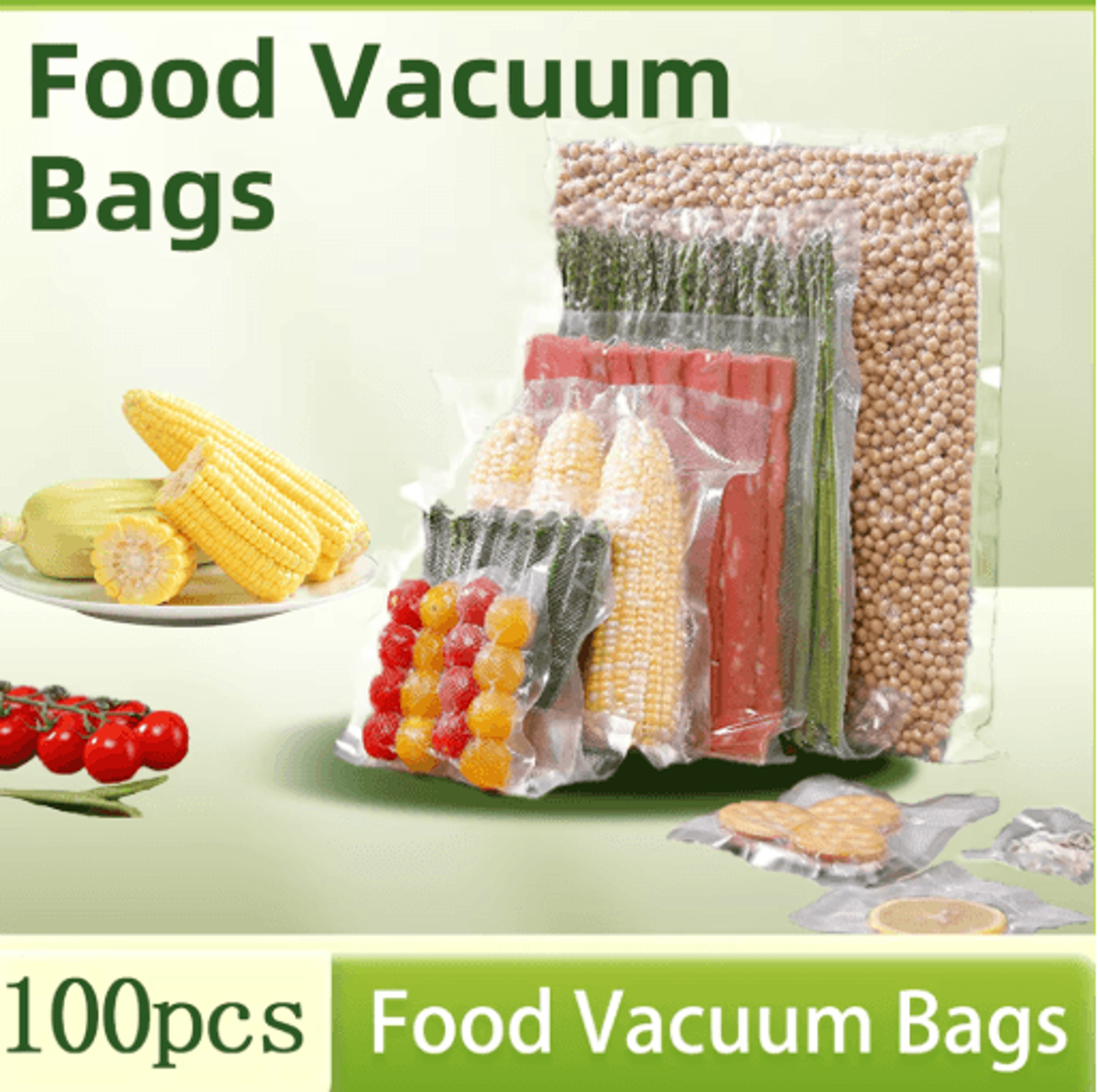100-pack bpa-free vacuum sealer bags – food storage & sous vide vacuum packaging bags