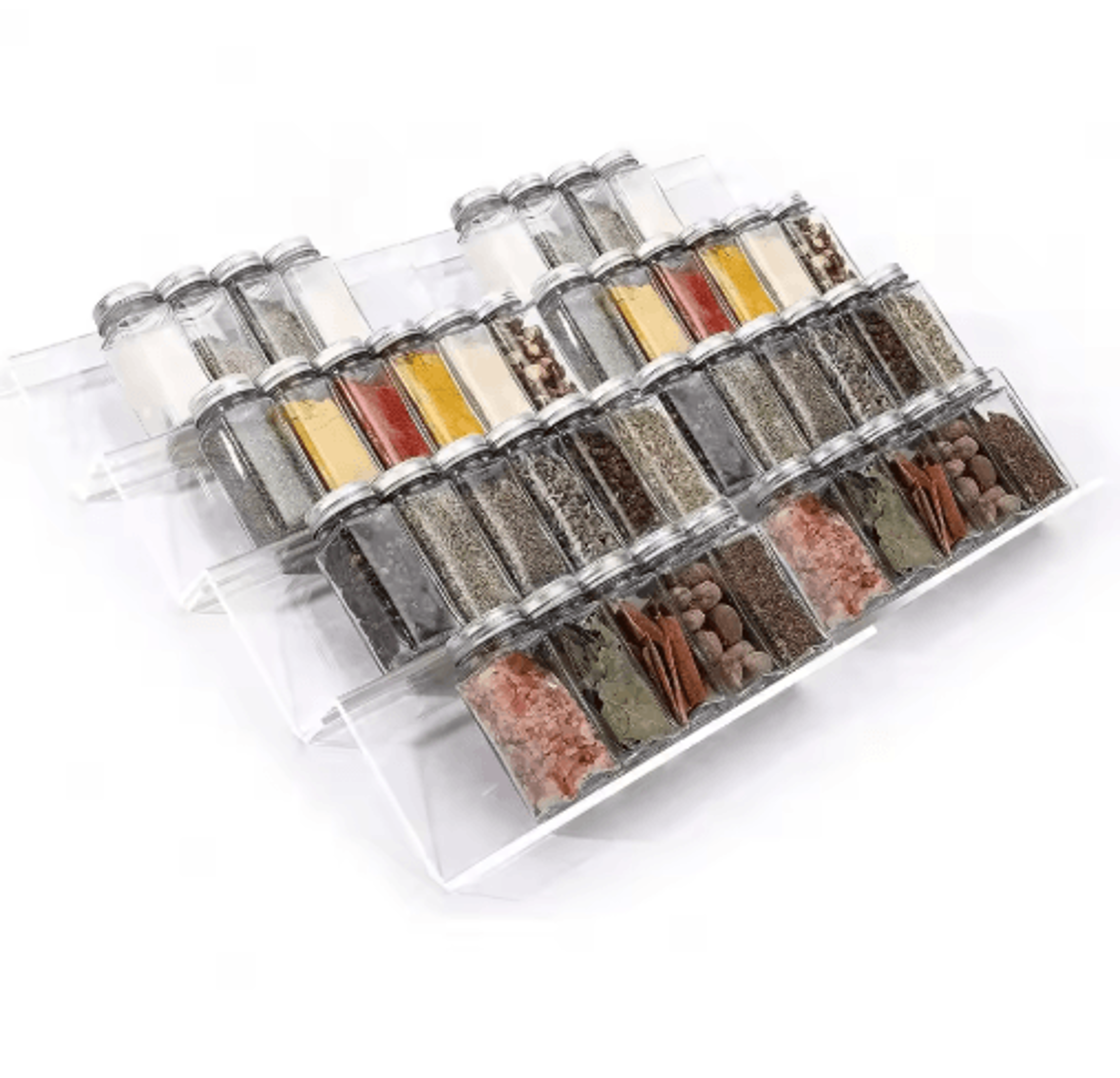 adjustable acrylic spice drawer organizer –expandable 2/4-tier seasoning rack