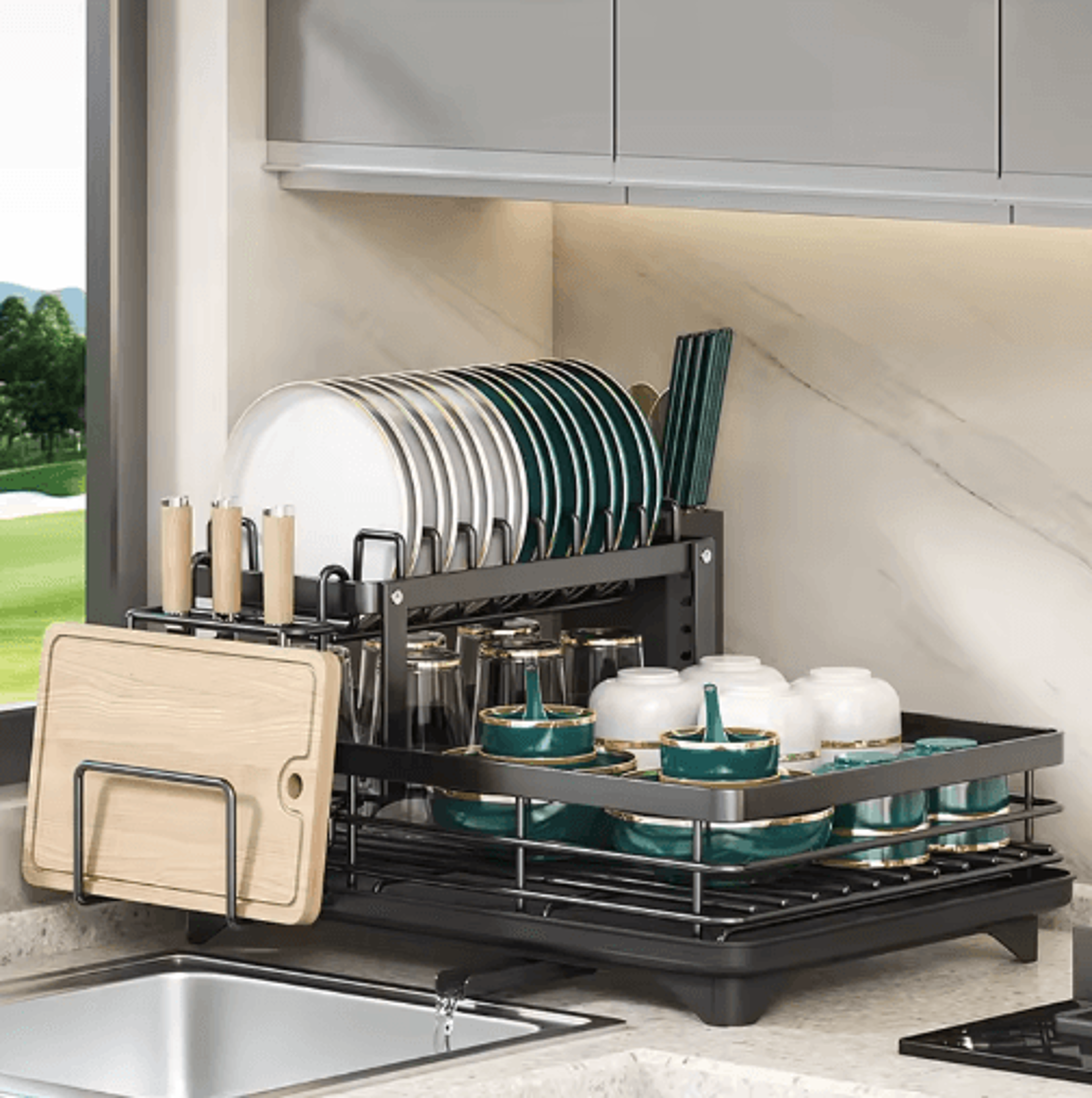 carbon steel dish drying rack kitchen countertop drain rack with drain board