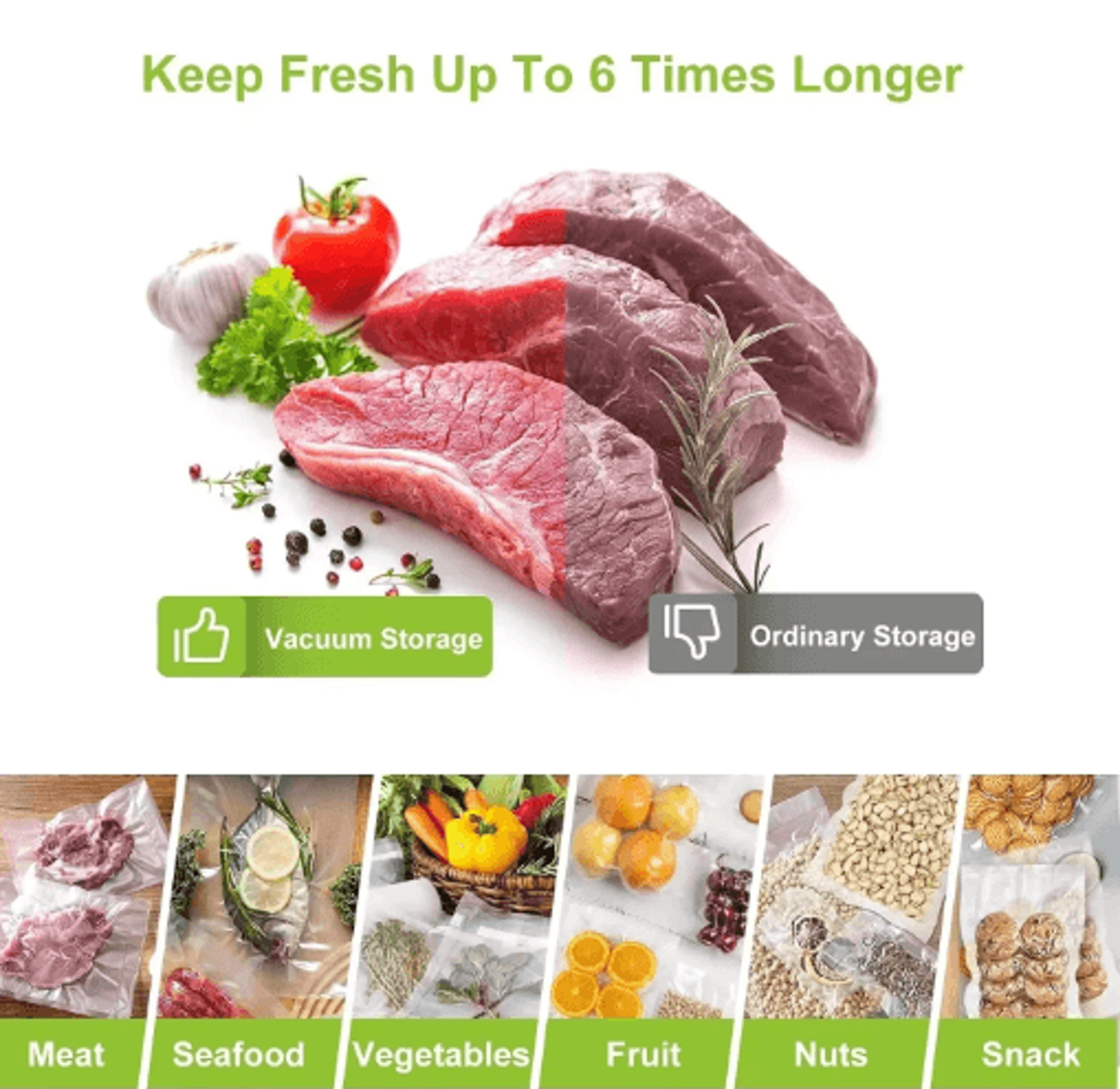 2-roll vacuum sealer bags embossed food storage rolls for freshness & sous vide cooking
