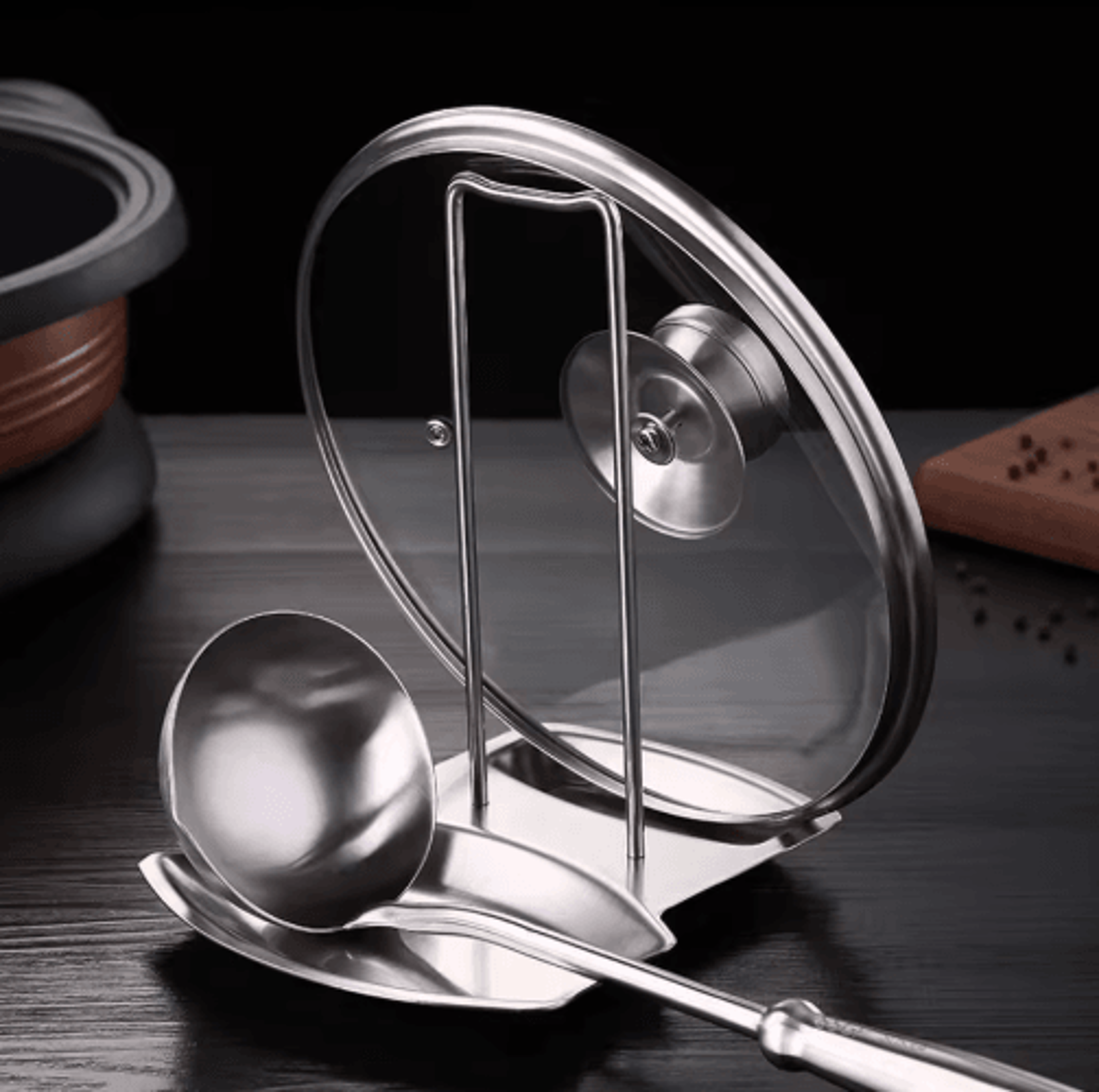 stainless steel pot lid rack – multifunctional spoon & spatula holder