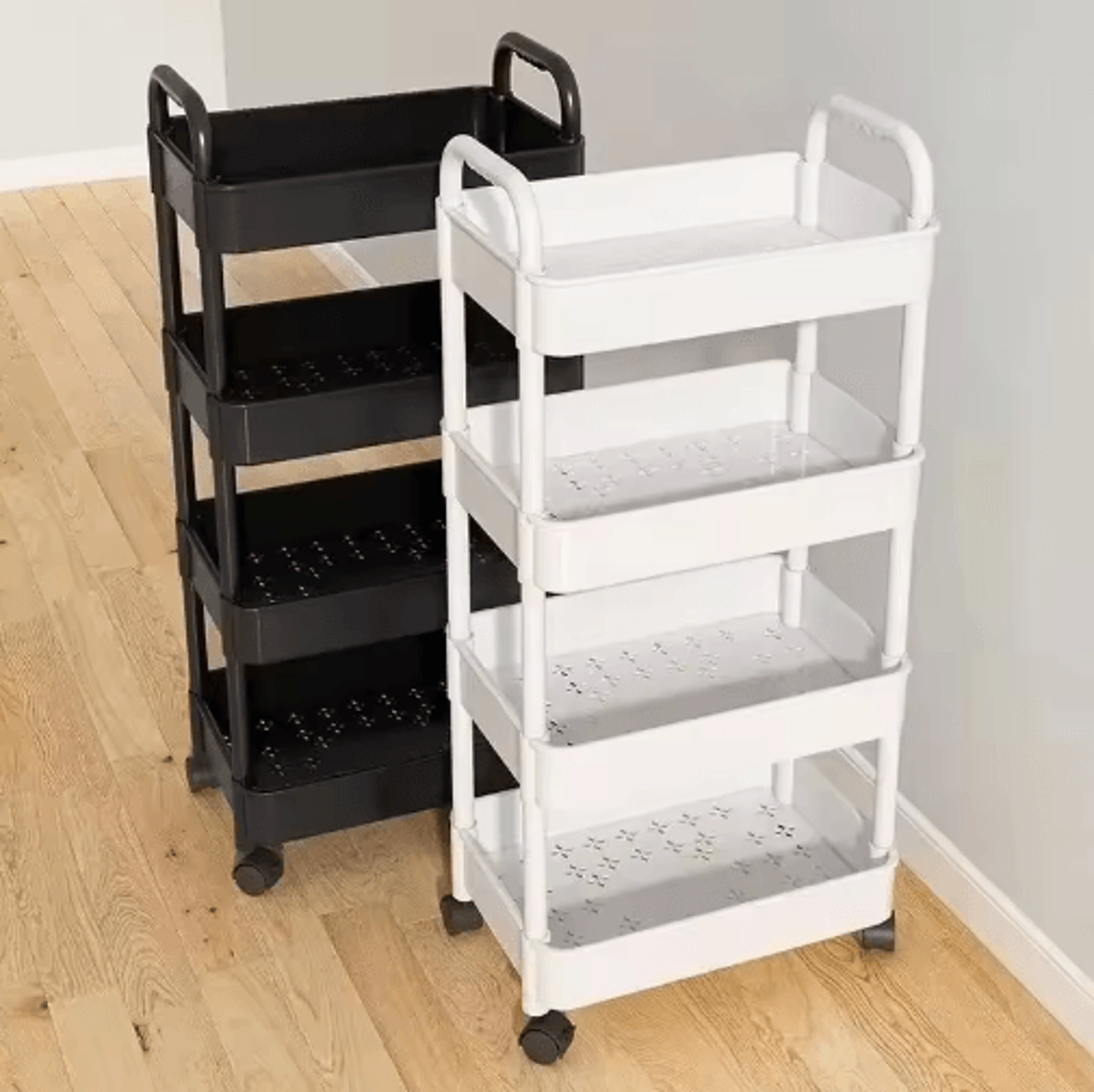 3/4-tier rolling utility cart – multi-purpose storage organizer with wheels
