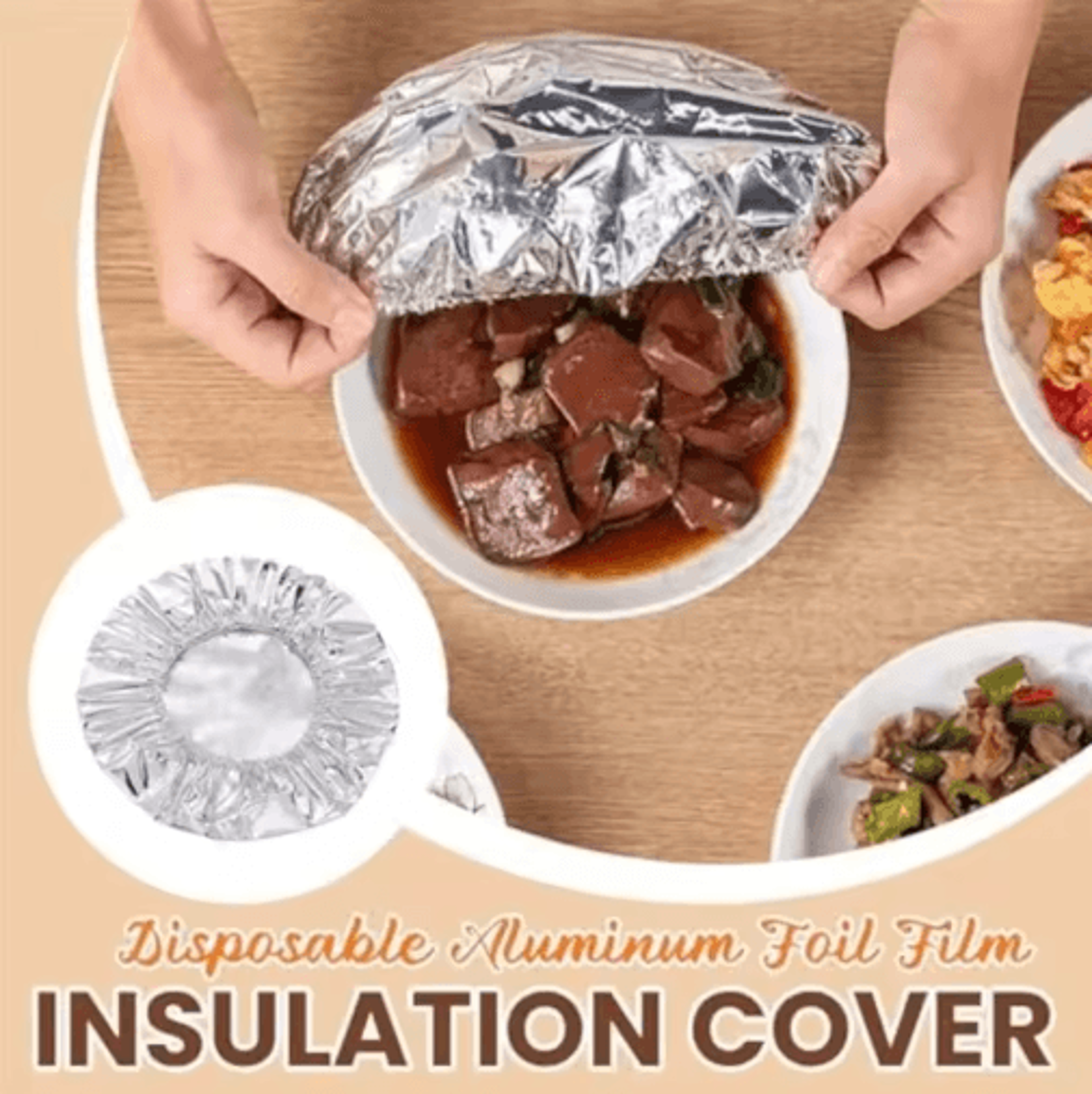 50/100pcs reusable aluminum foil food covers – insulated bowl & dish covers