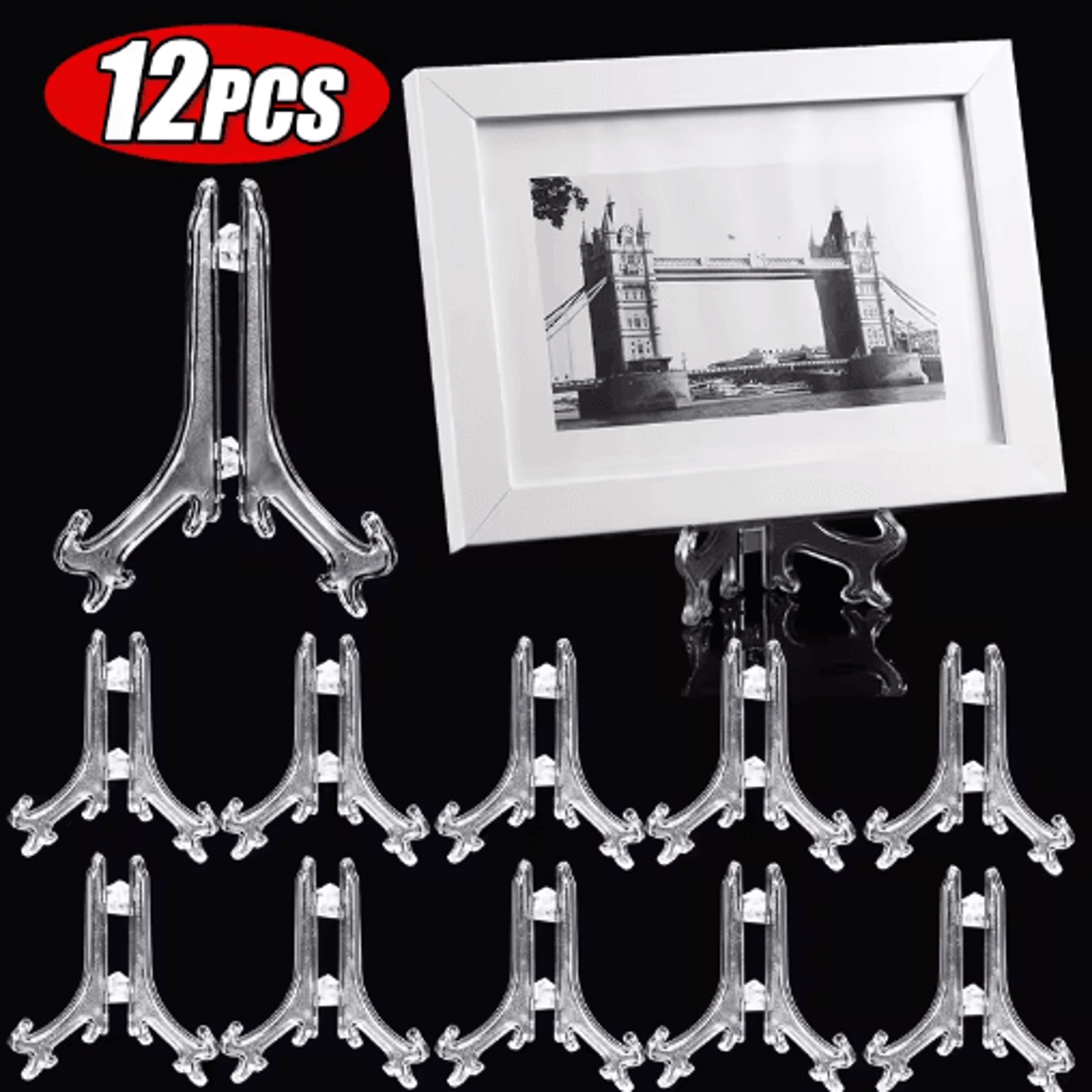 20-pack clear acrylic display easels tabletop plate, photo & frame display stands