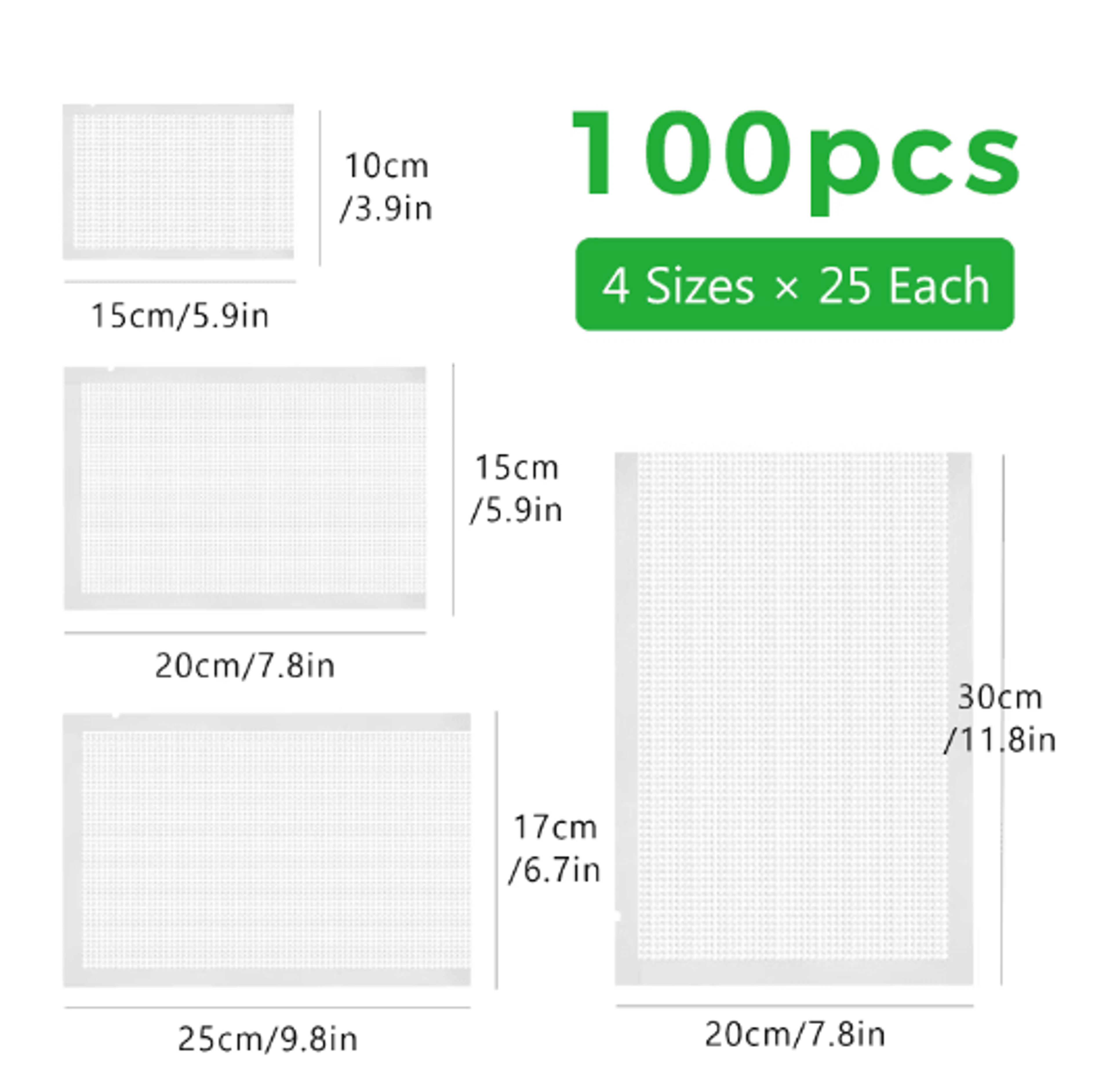 100pcs vacuum sealer bags – bpa-free food storage bags in 4 assorted sizes