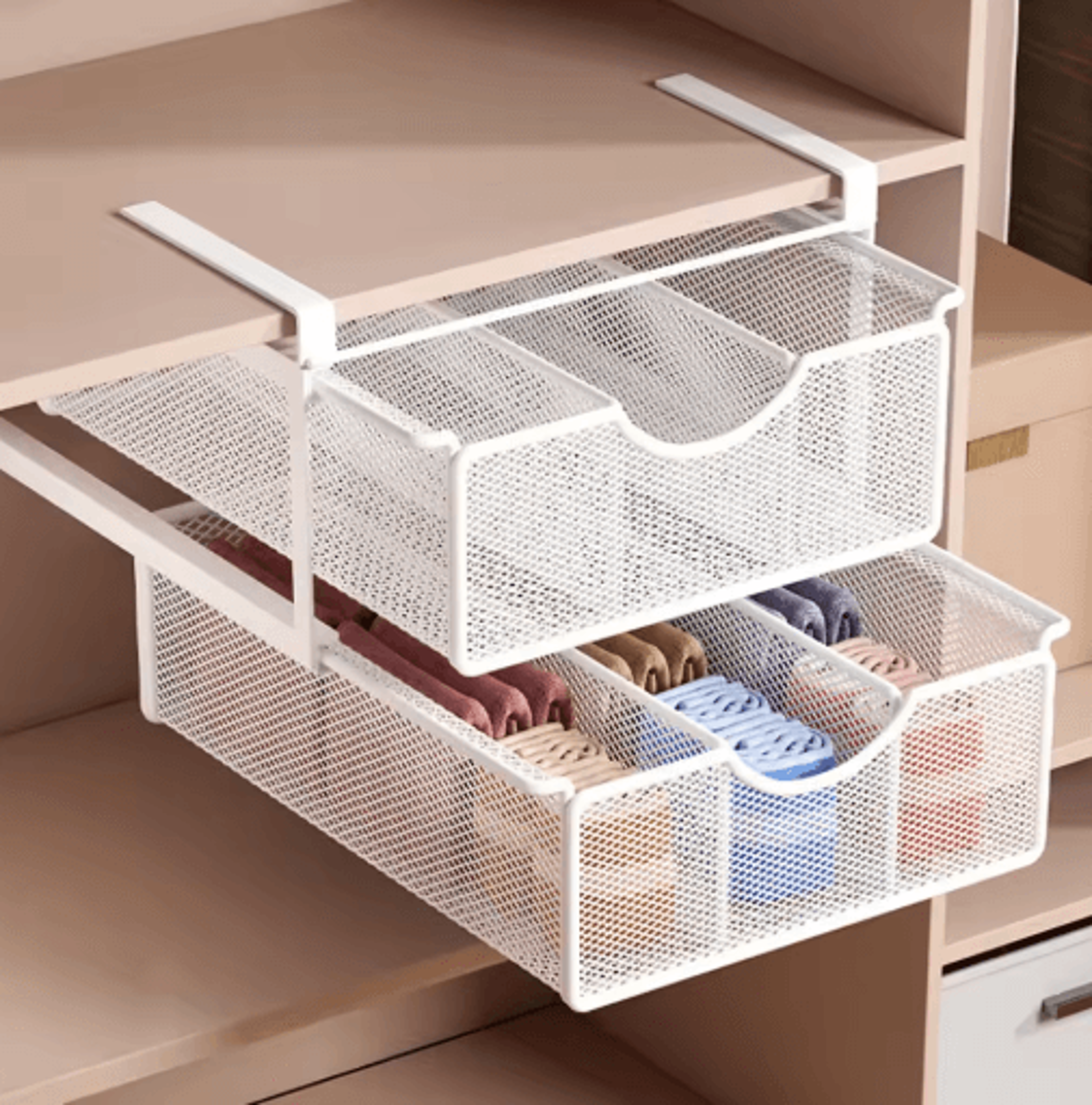 under shelf storage basket – hanging cabinet organizer for kitchen, closet & pantry