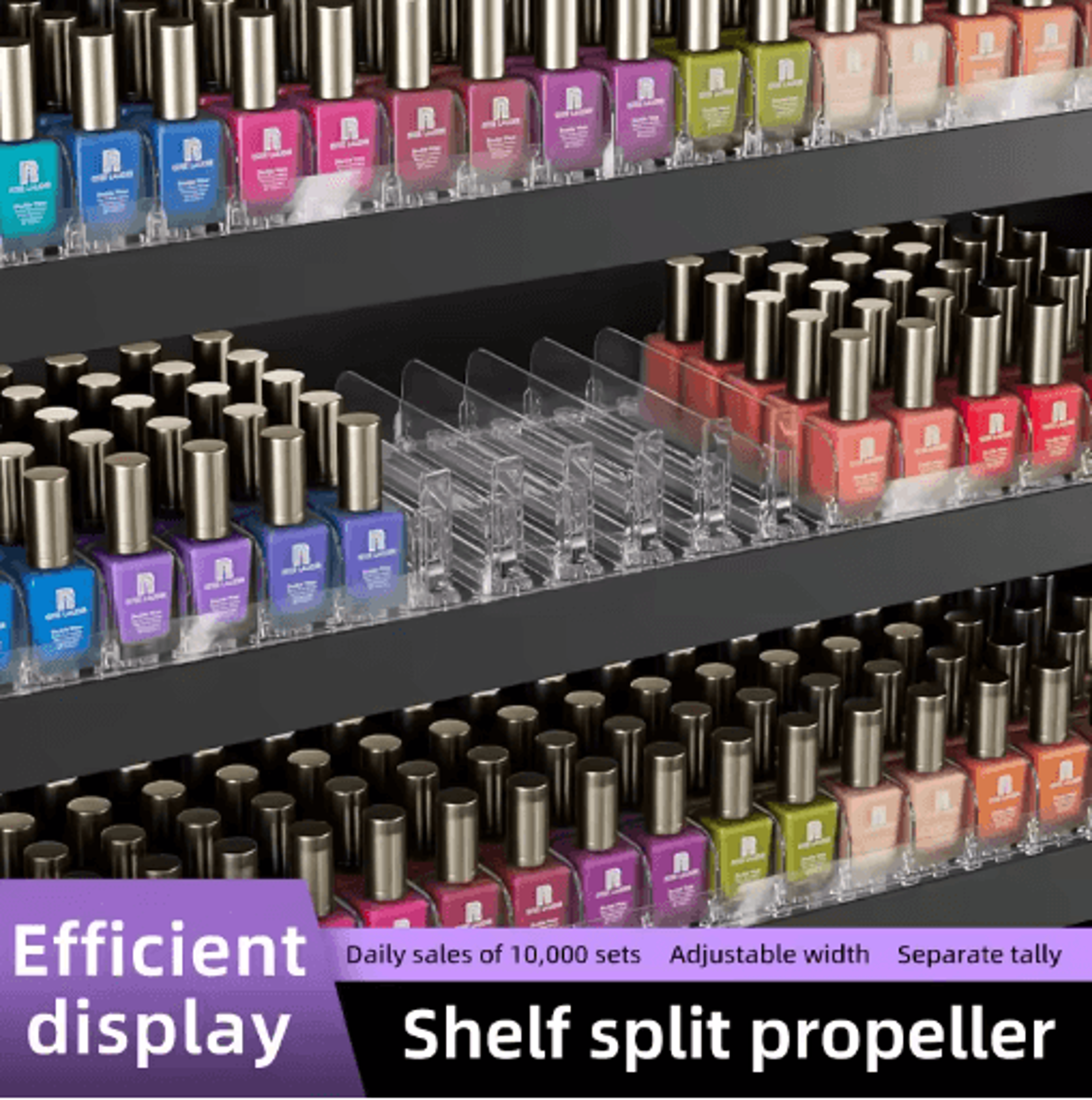19mm automatic shelf pusher retail shelf organizer for cosmetics, beverages & merchandise display