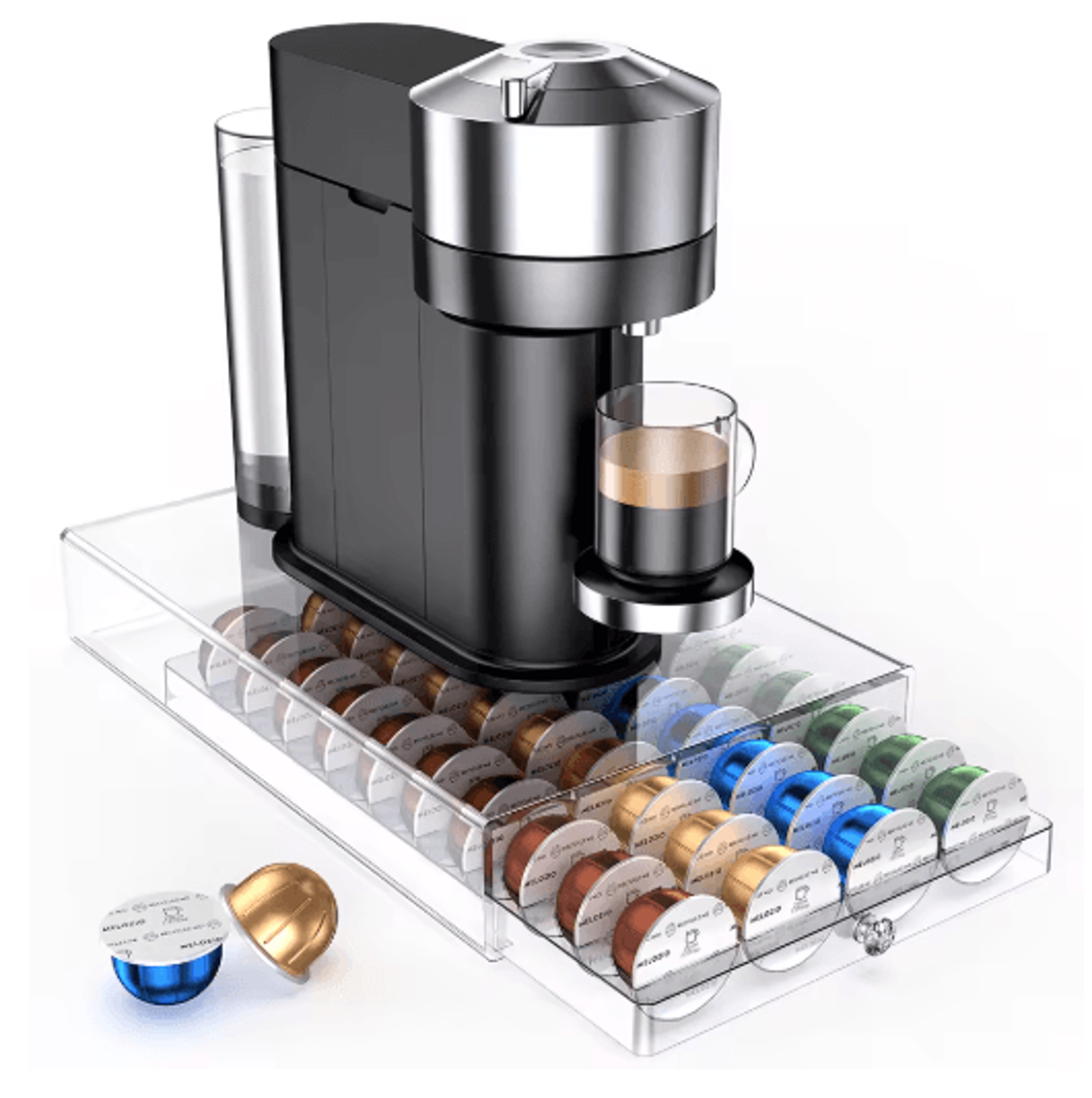 acrylic coffee pod holder drawer compatible with nespresso vertuo capsules 40 pod storage organizer