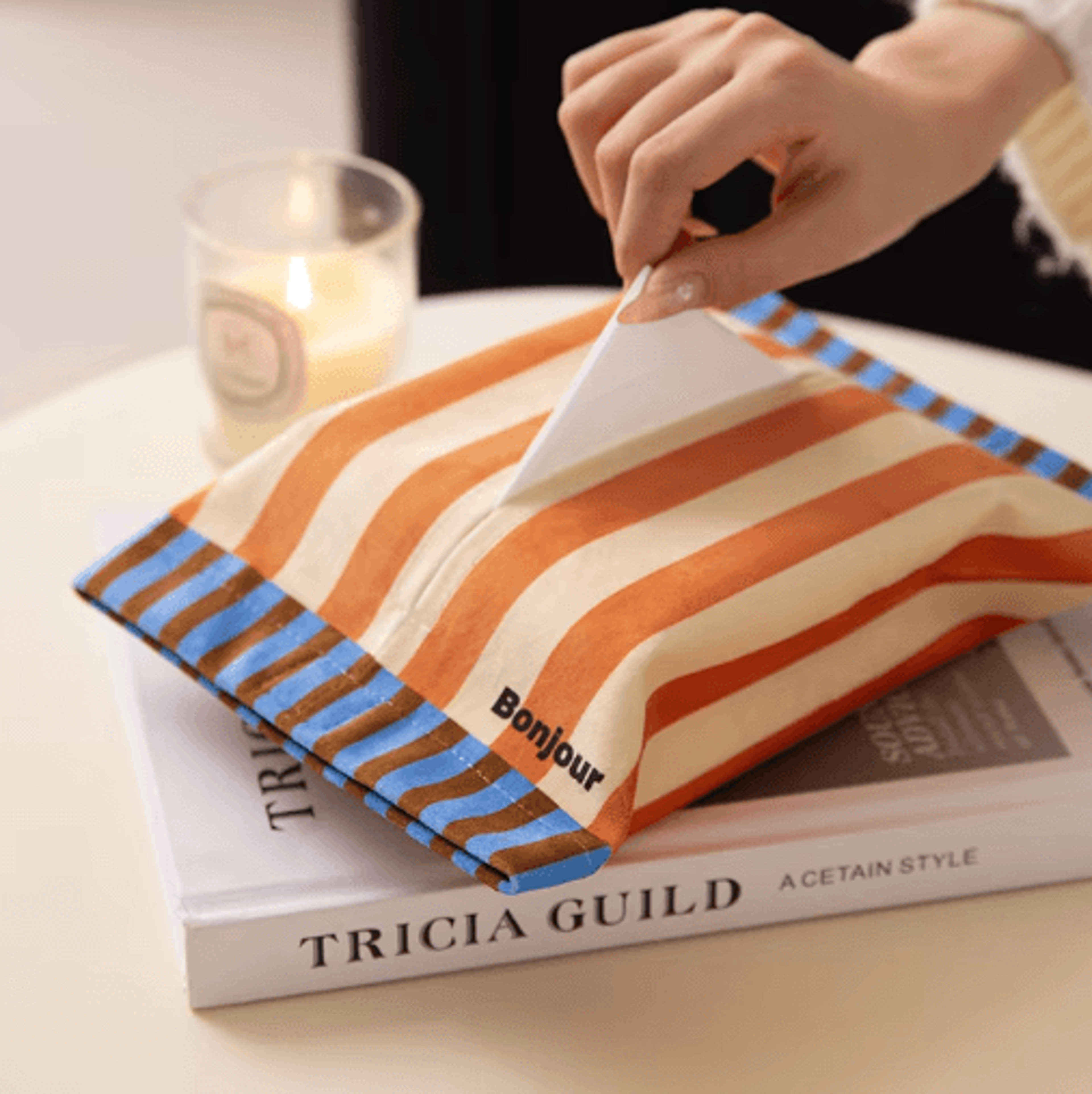 memphis rhapsody luxury tissue box cover – vintage decorative tissue box holder for home, bathroom & car