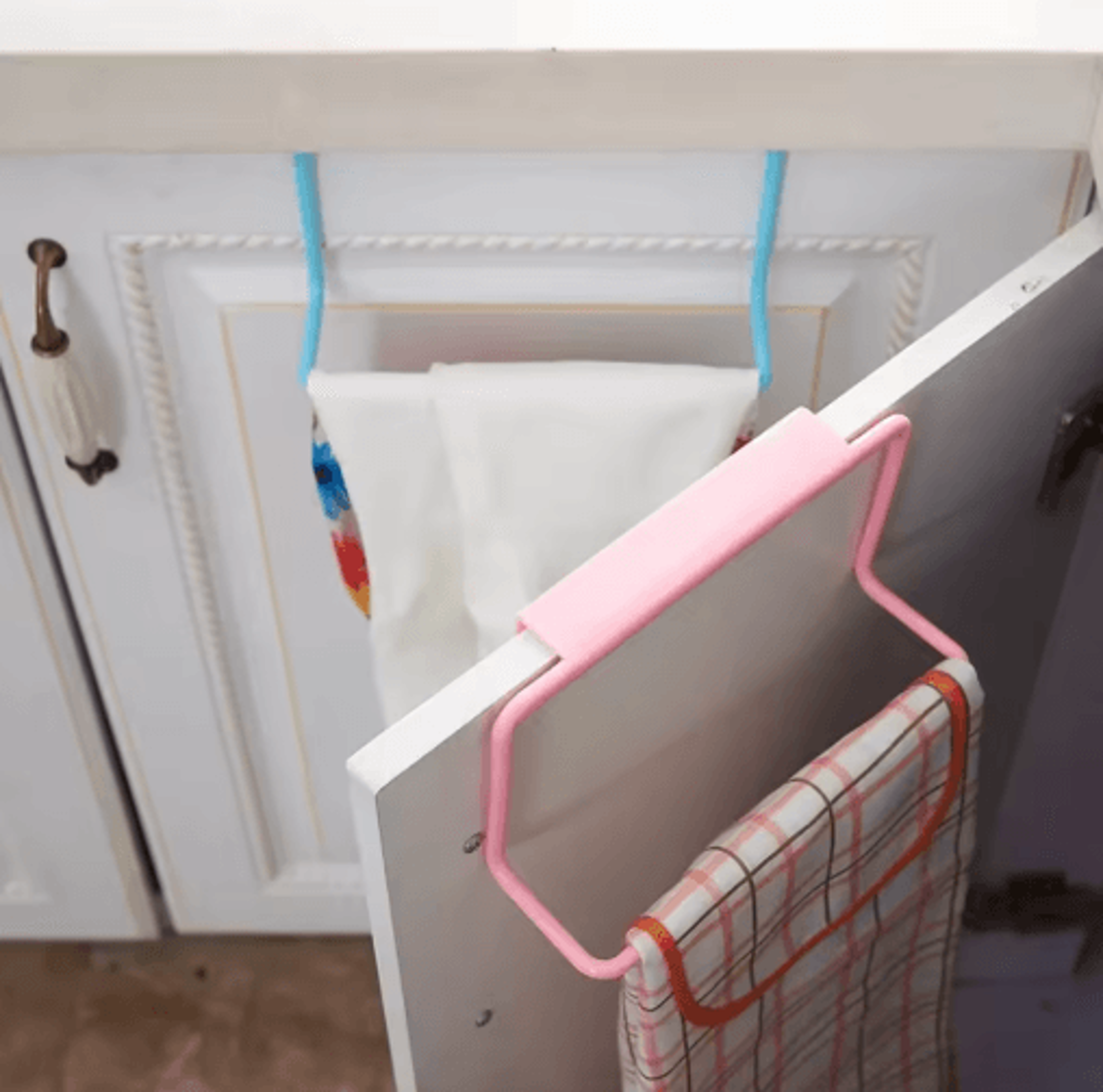 plastic cabinet door towel rack – hanging kitchen towel holder & multifunction cupboard organizer