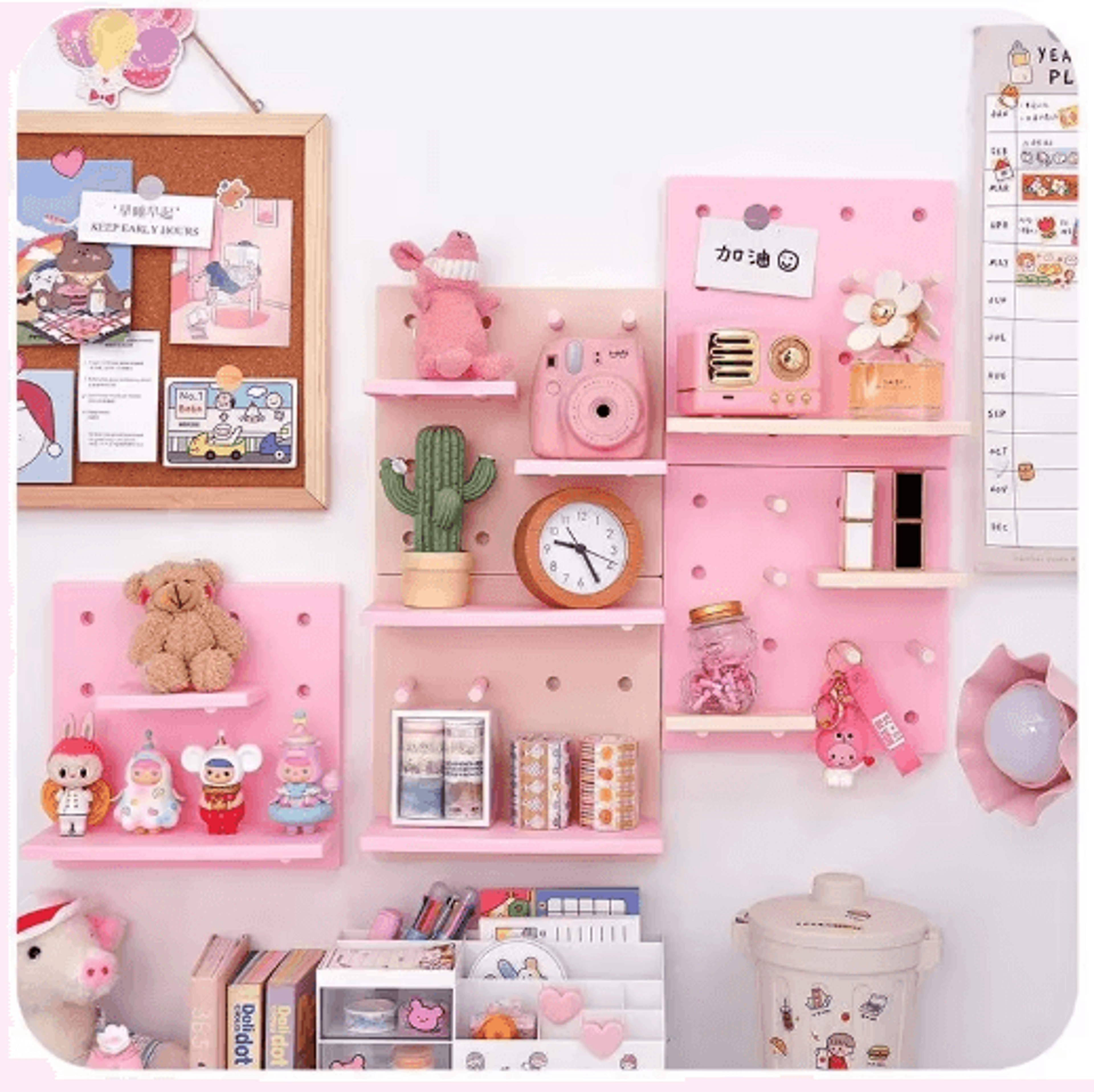 punch-free pegboard wall organizer – modular display stand & wall storage shelf for home organization