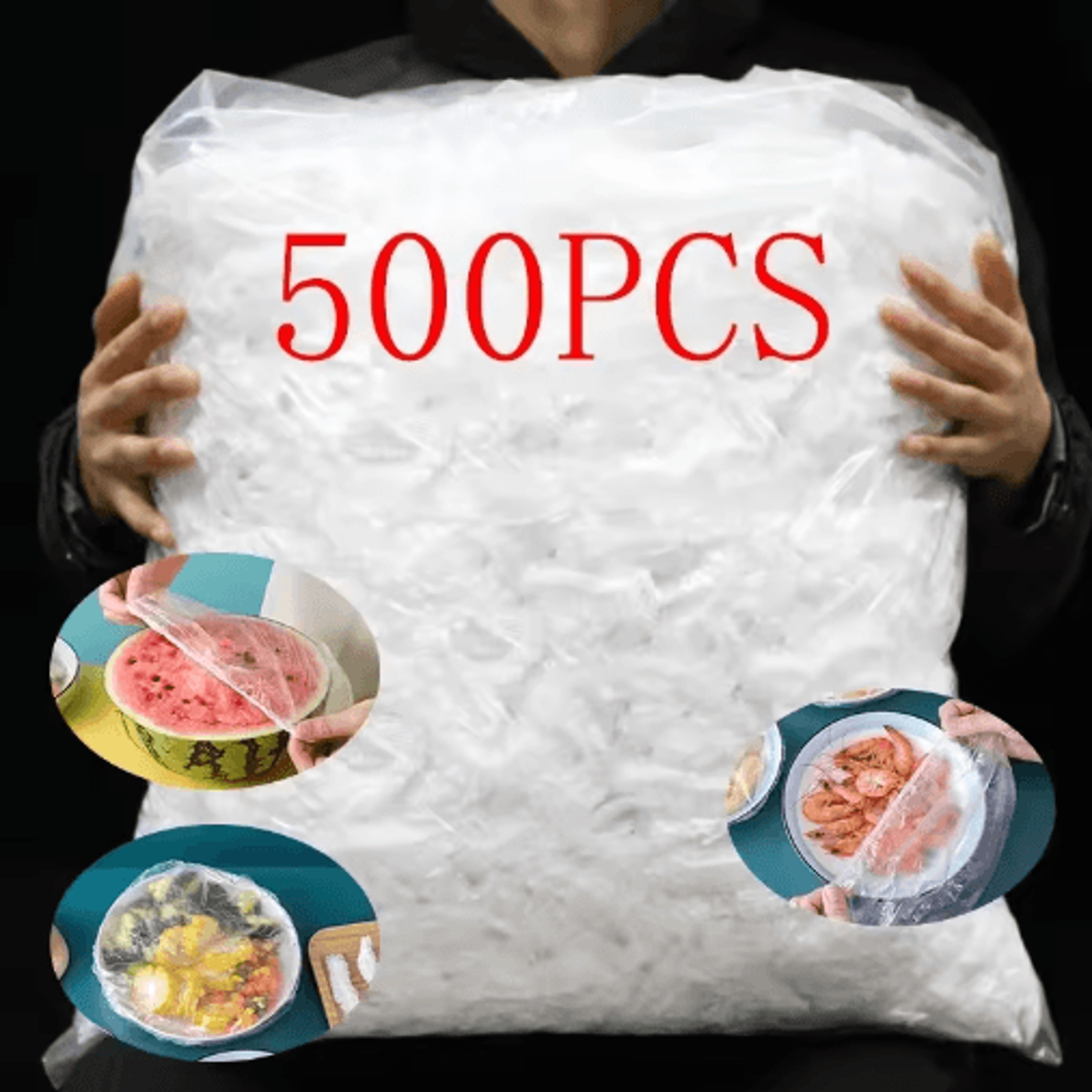 500-piece fresh keeping food storage bags – stretch wrap covers for fruits, vegetables, bowls & dishes
