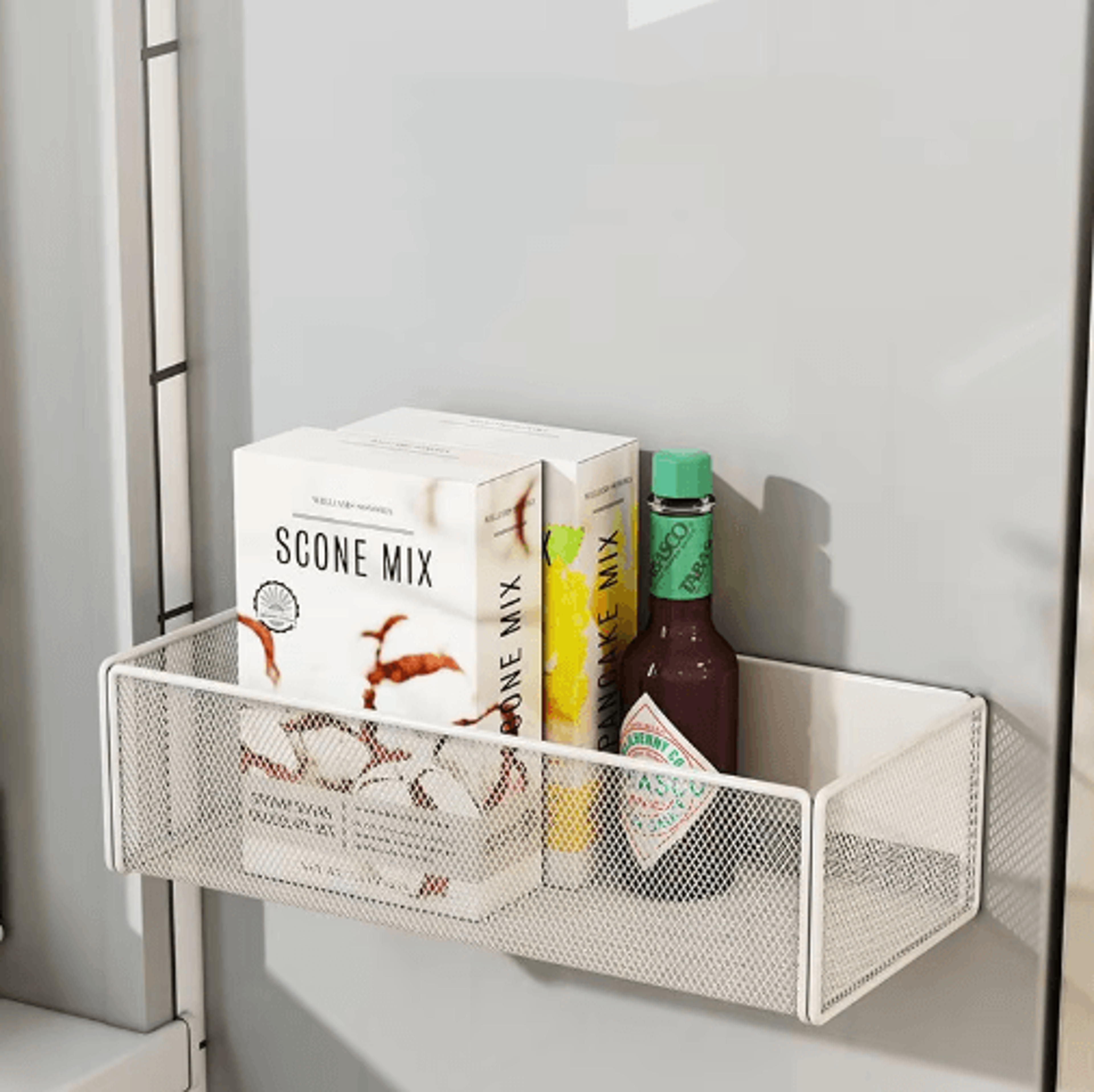 magnetic wall hanging storage basket – refrigerator magnetic shelf & kitchen organizer