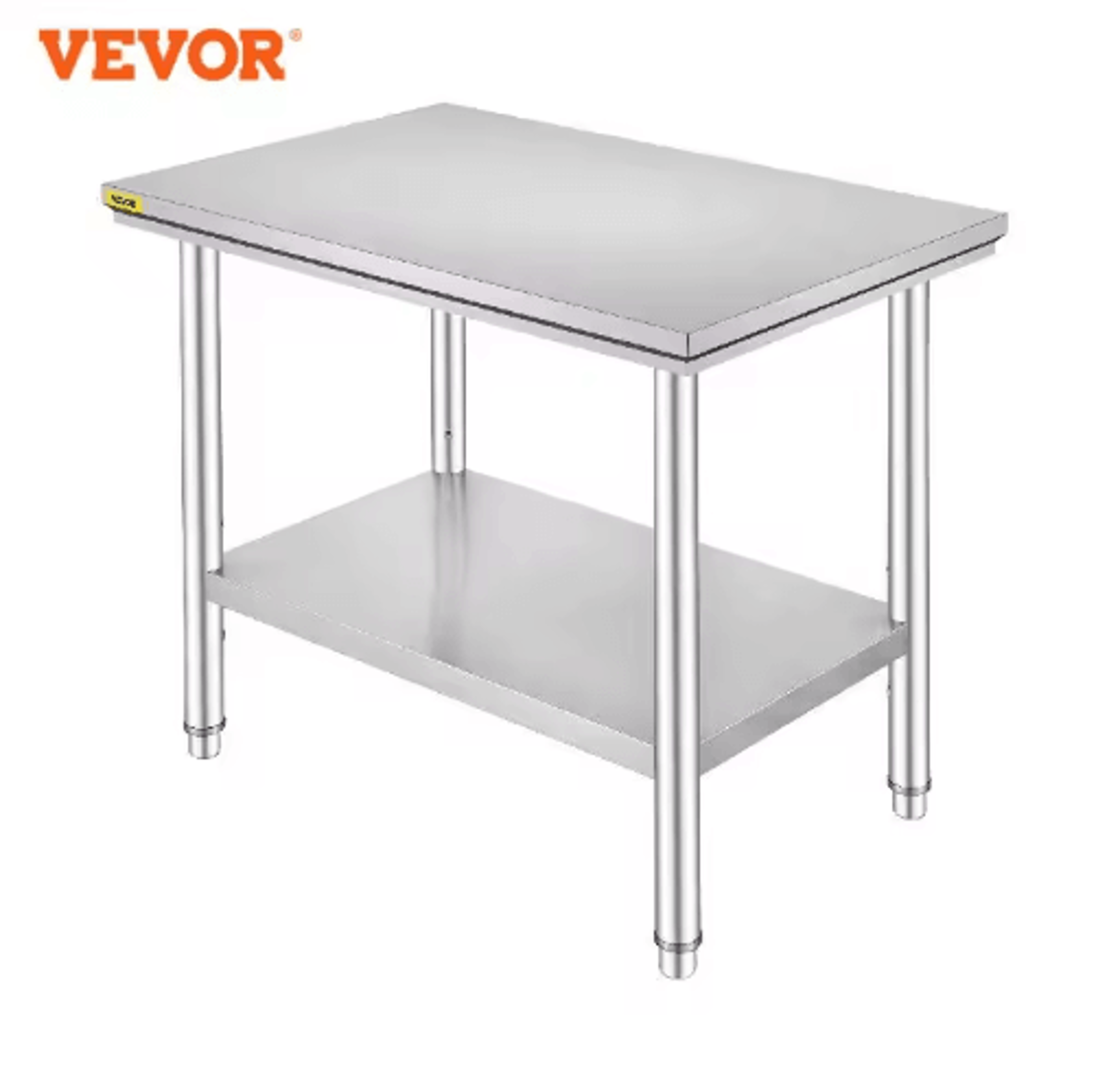 vevor stainless steel commercial kitchen work table with undershelf – heavy-duty prep table for restaurant, garage & wor