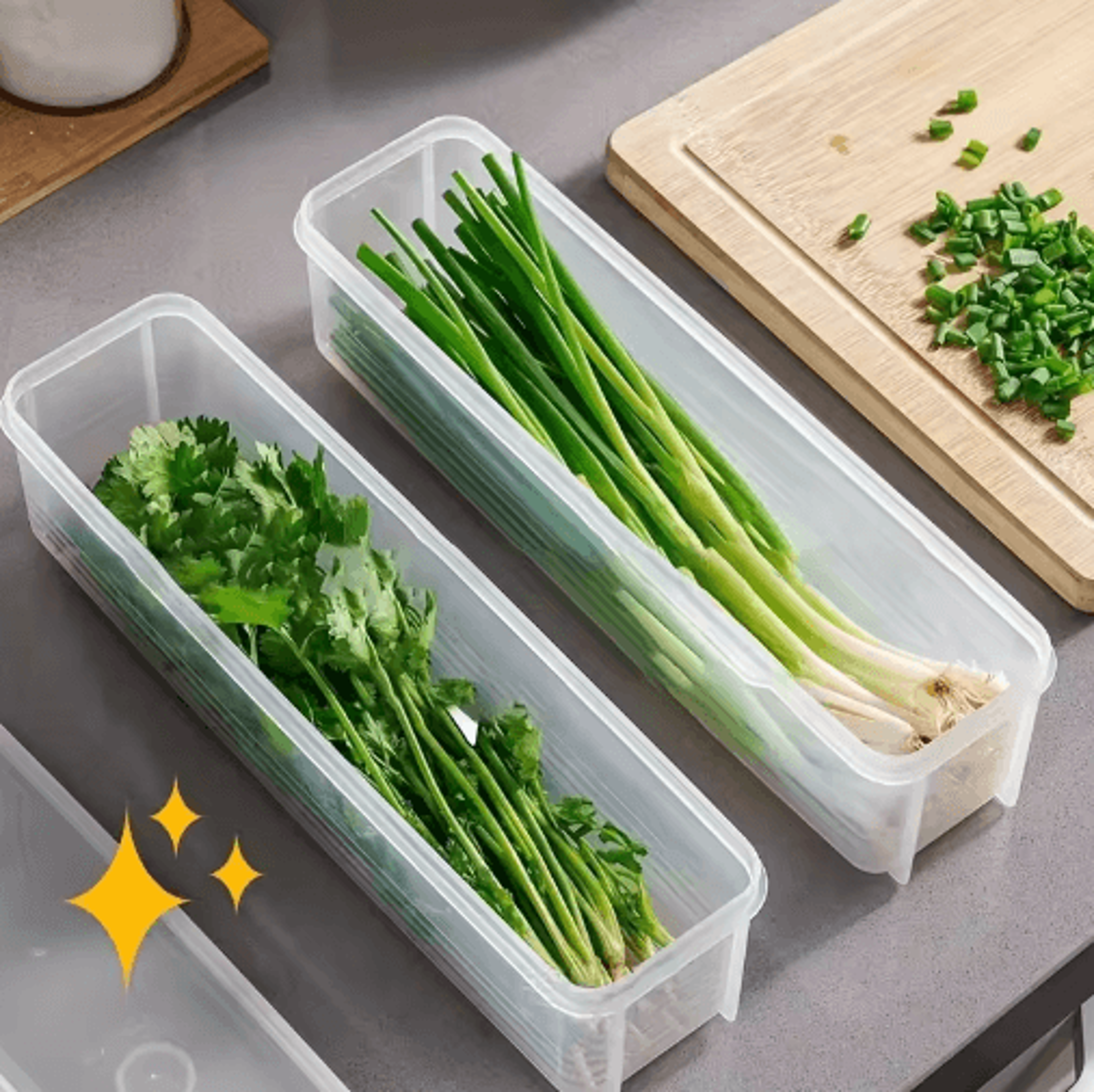 reusable vegetable storage container with lid square produce keeper & herb crisper for fresh food storage