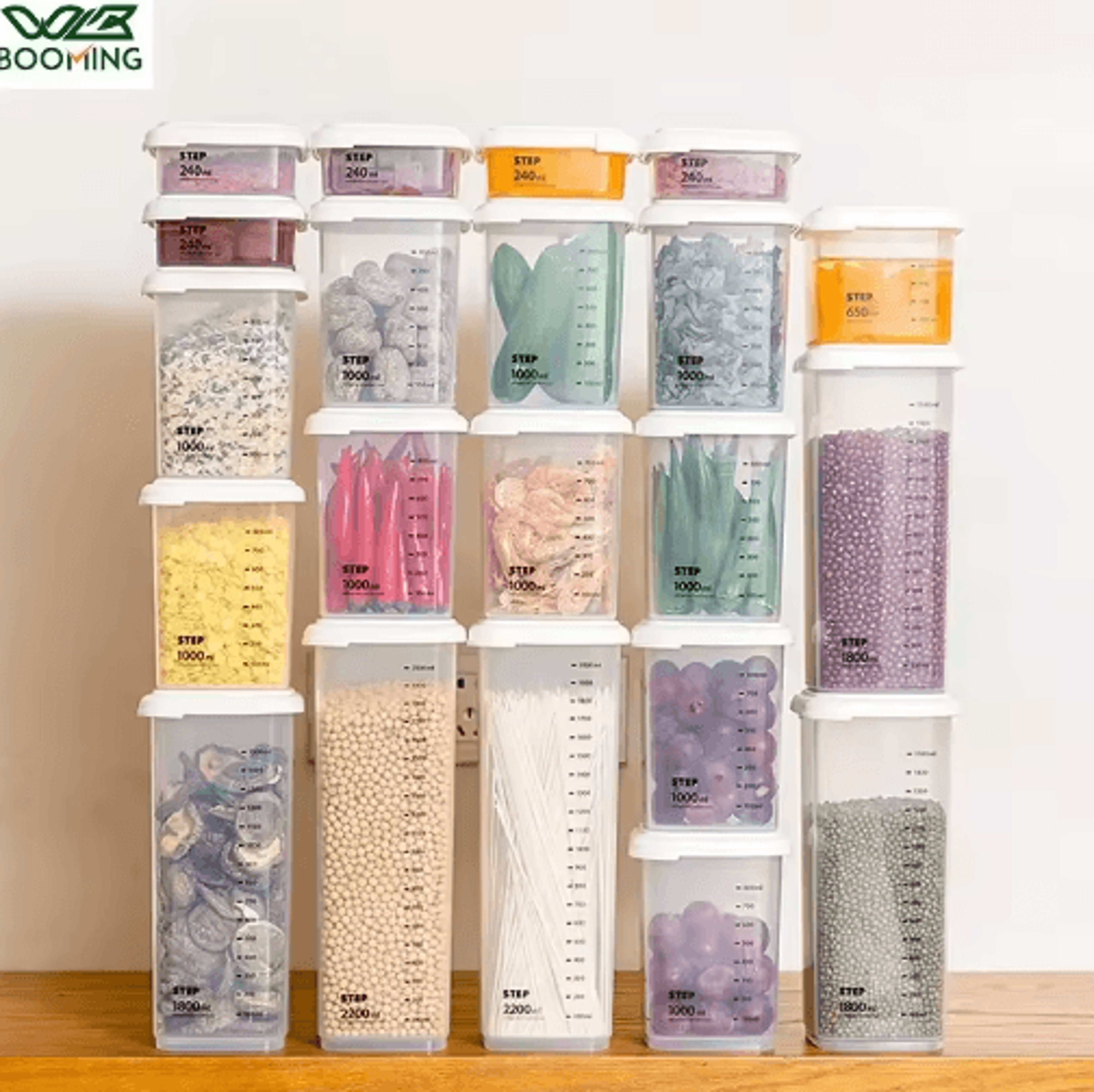wbbooming airtight food storage container transparent plastic sealed canister for pantry organization