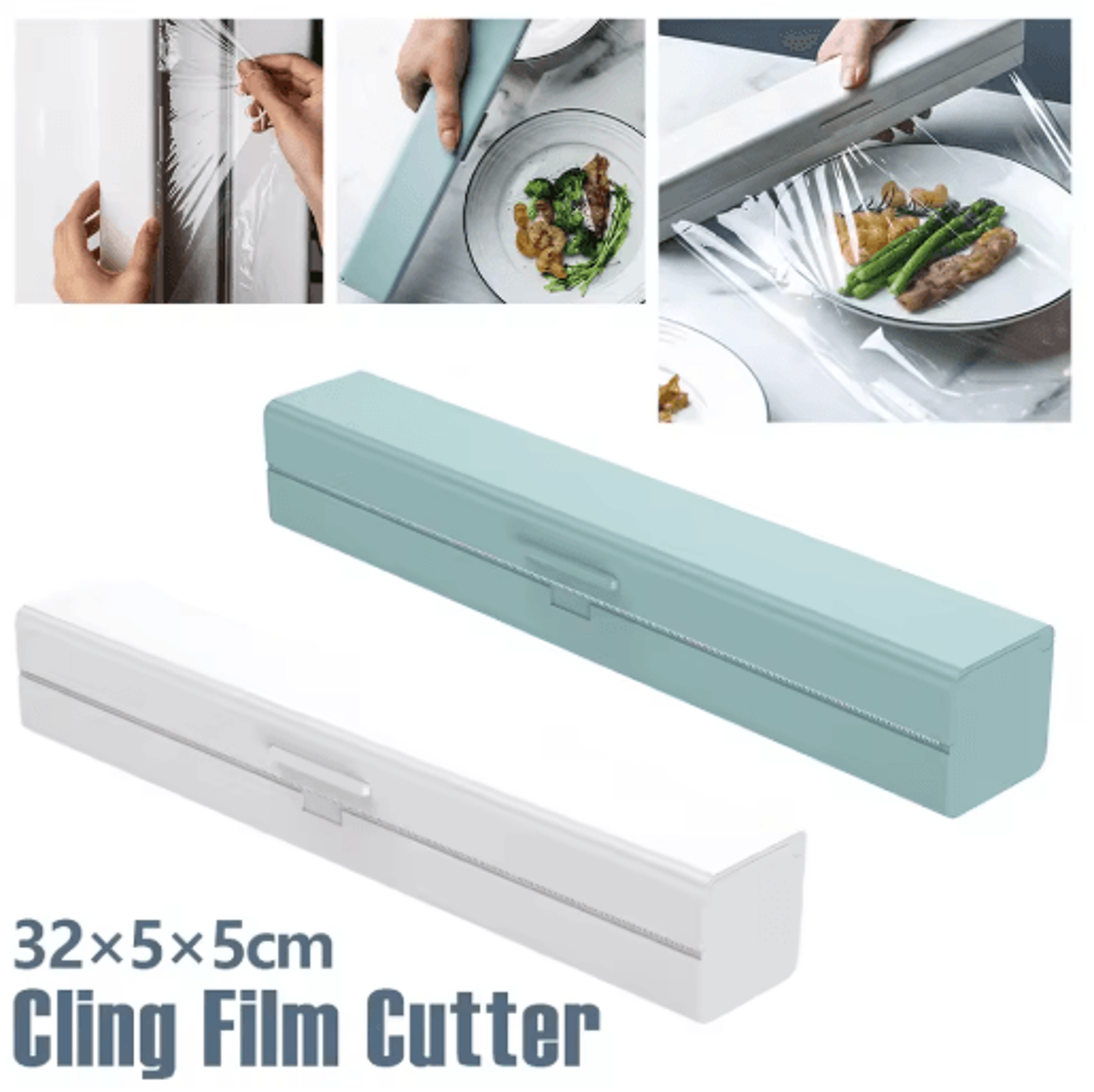 reusable cling film dispenser with cutter food grade plastic wrap & foil wrap organizer