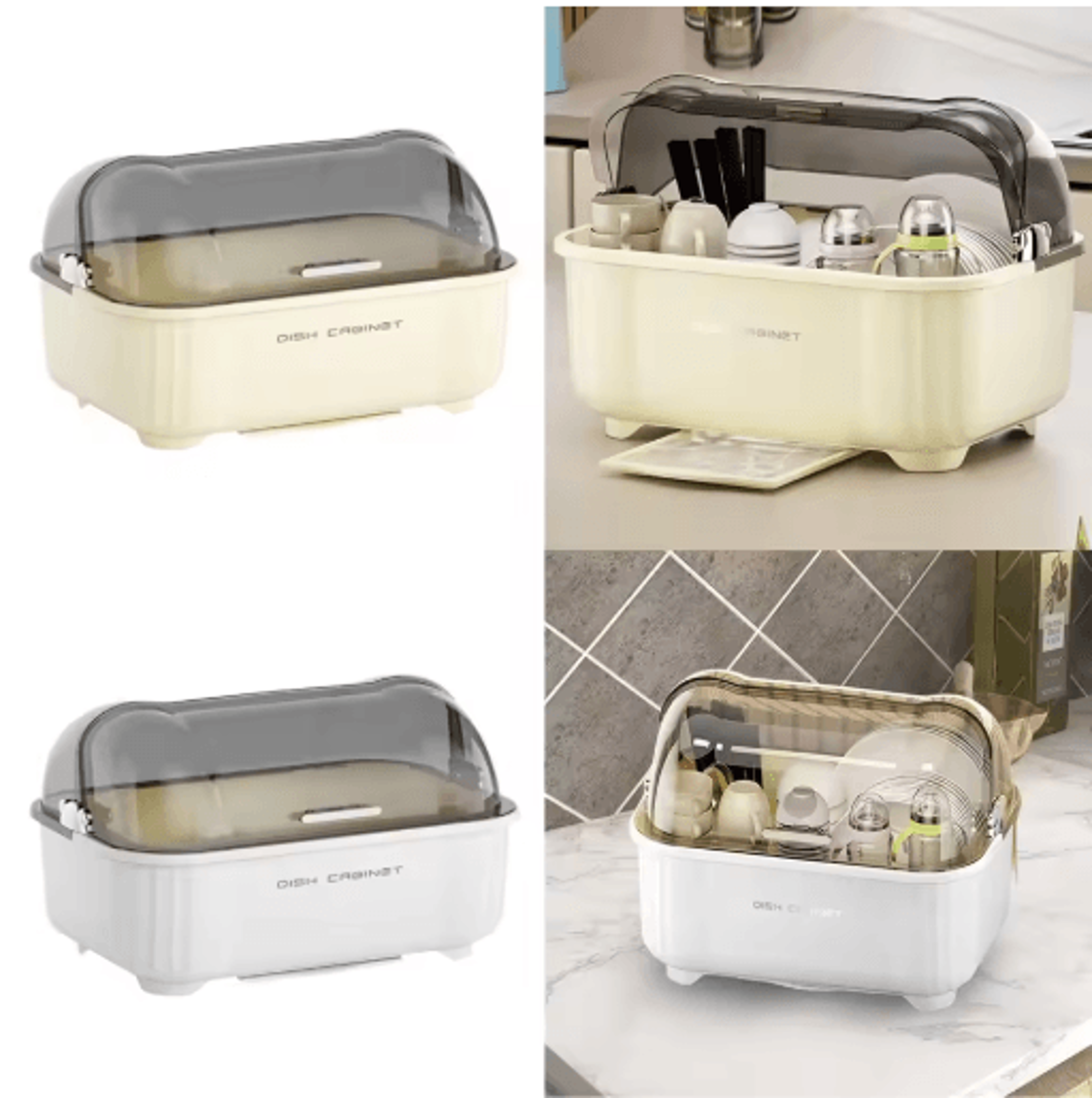 large capacity dish drying rack with lid covered tableware organizer for plates, bowls, cups & utensils