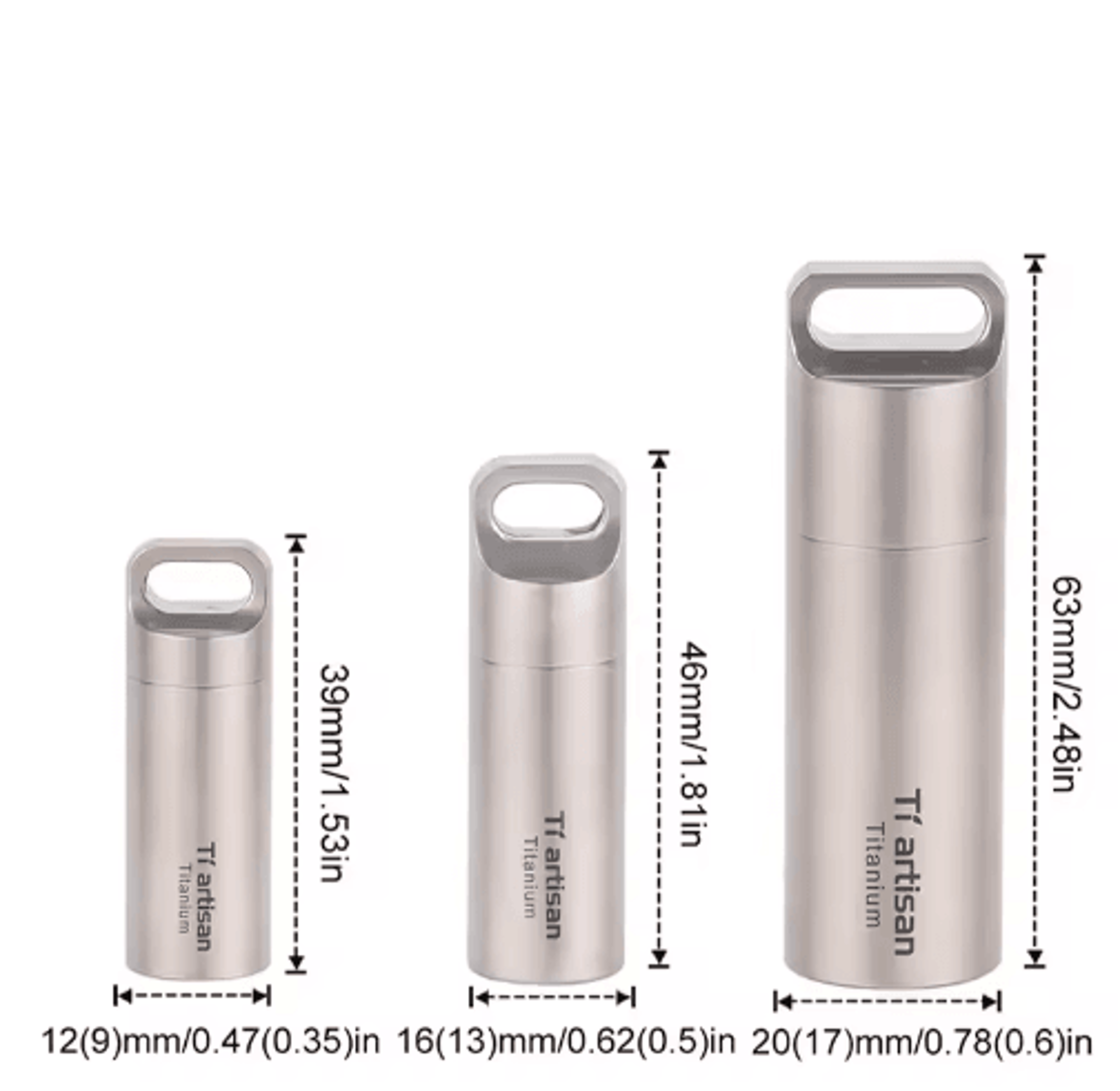 tiartisan pure titanium waterproof pill case – edc capsule storage keychain for medication & small essentials