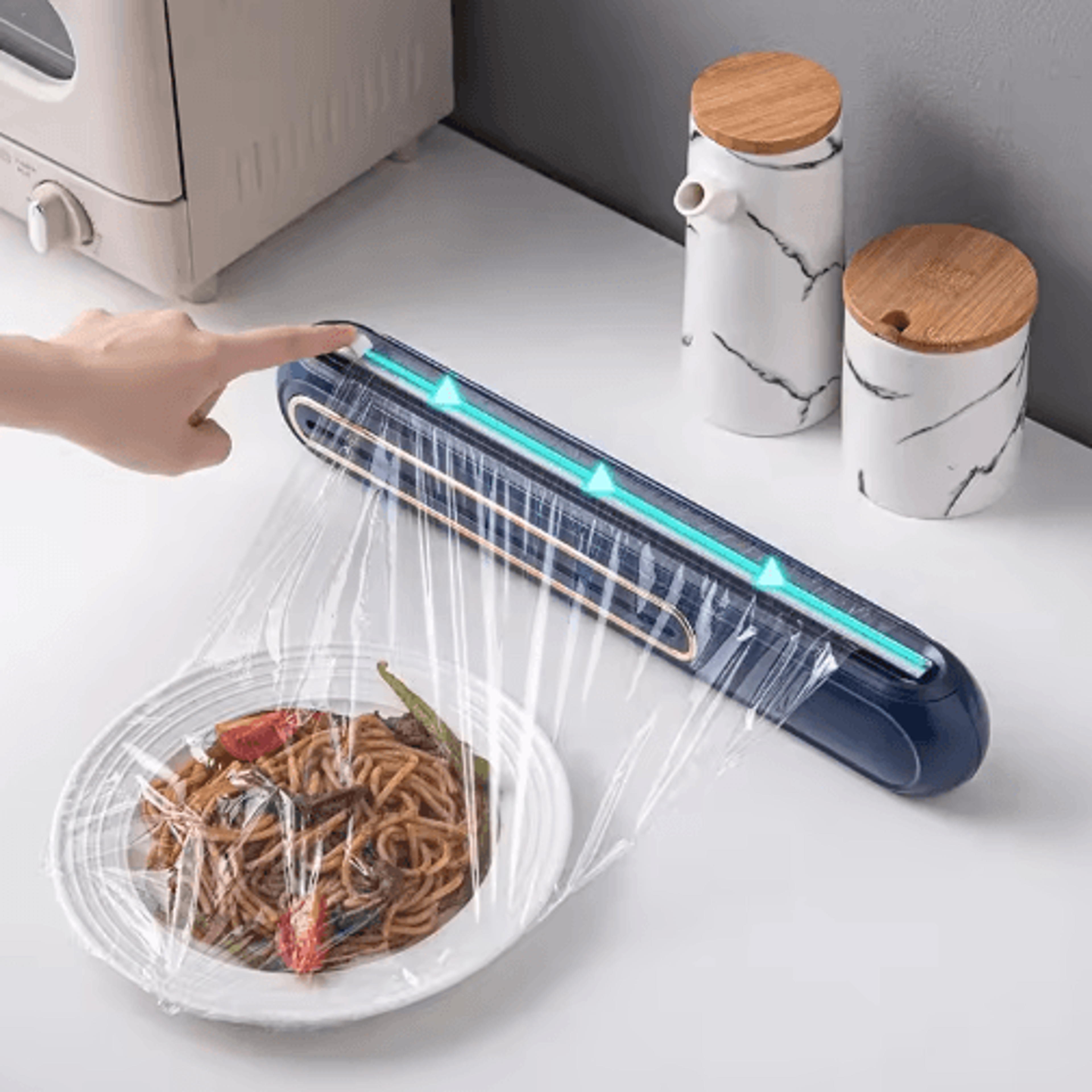 fresh-keeping film cutter – plastic wrap & foil dispenser with built-in cling film cutter