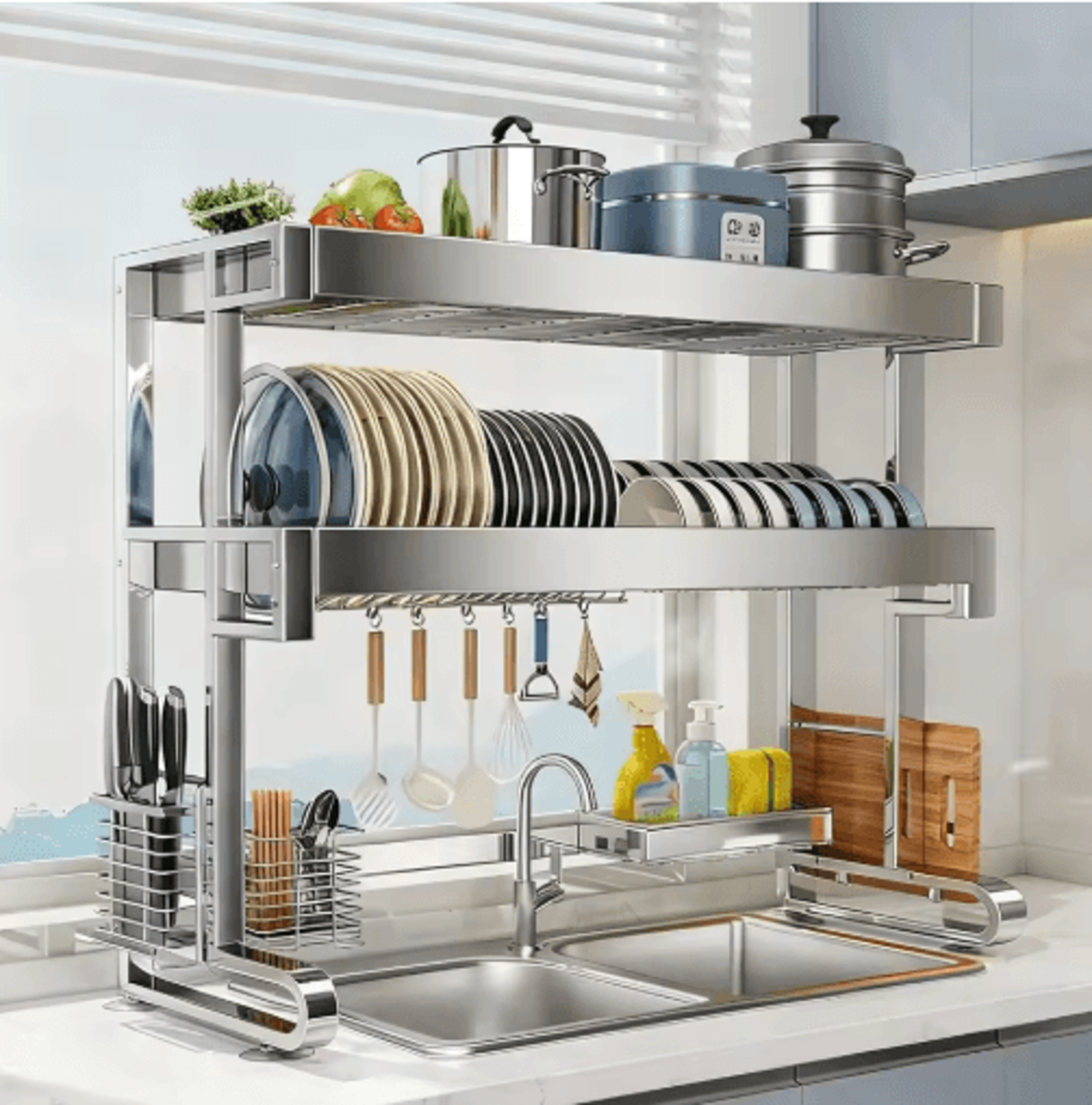 304 stainless steel kitchen sink rack – multi-functional dish drainer & sink organizer