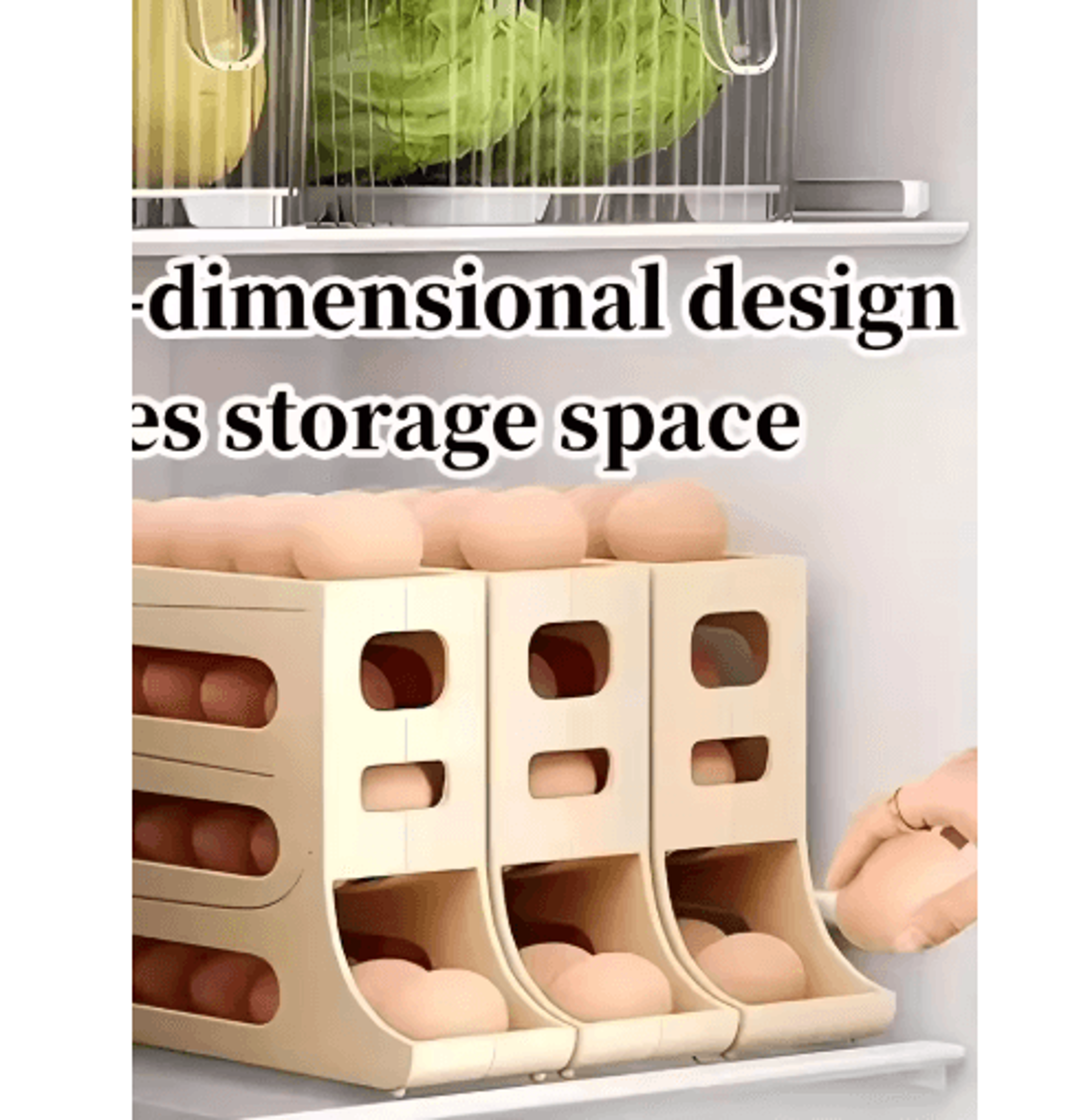 4-tier automatic egg holder for fridge – rolling egg storage rack for up to 30 eggs
