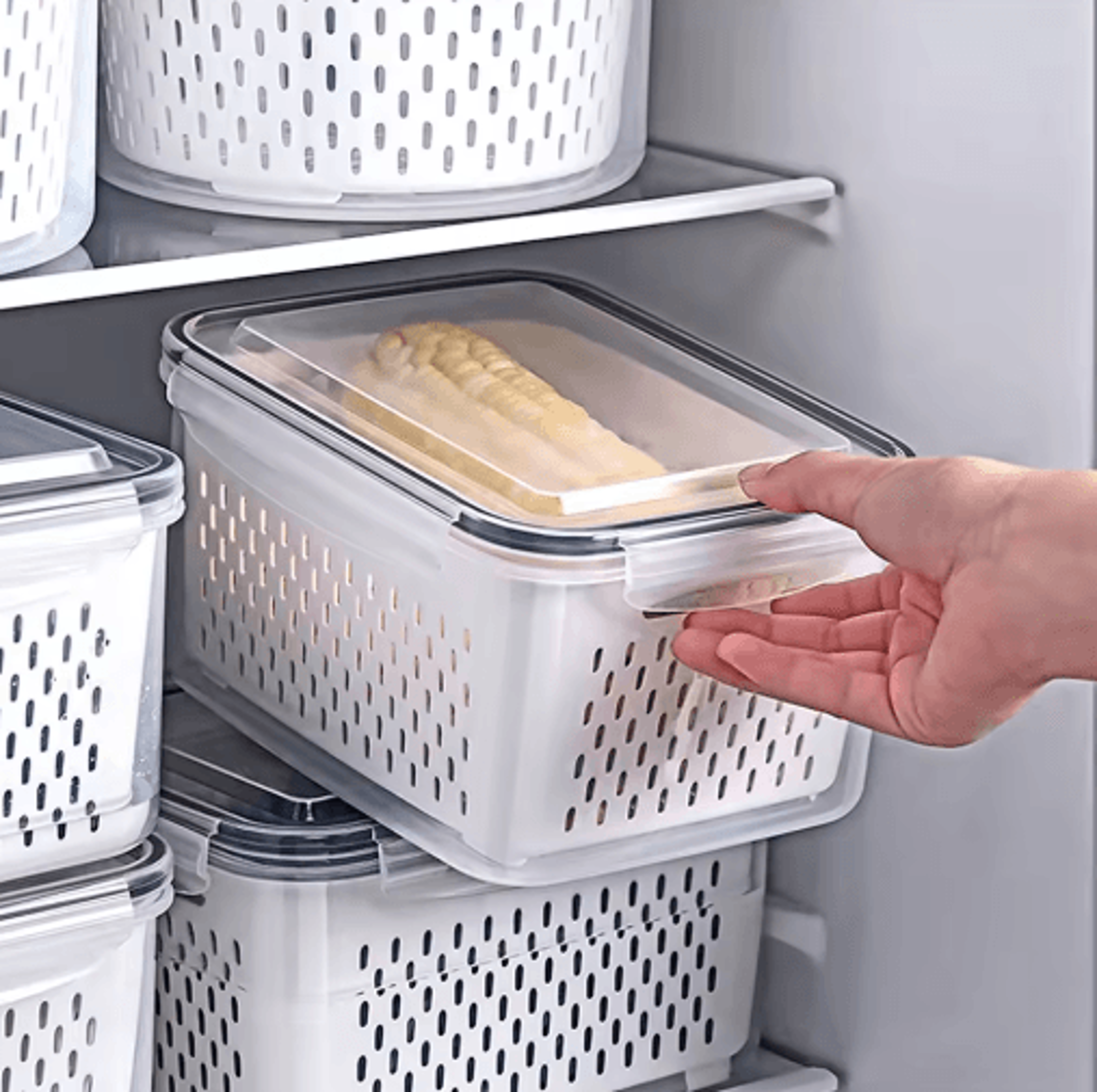 fruit storage container for fridge with removable colander – airtight produce keeper & fresh food organizer