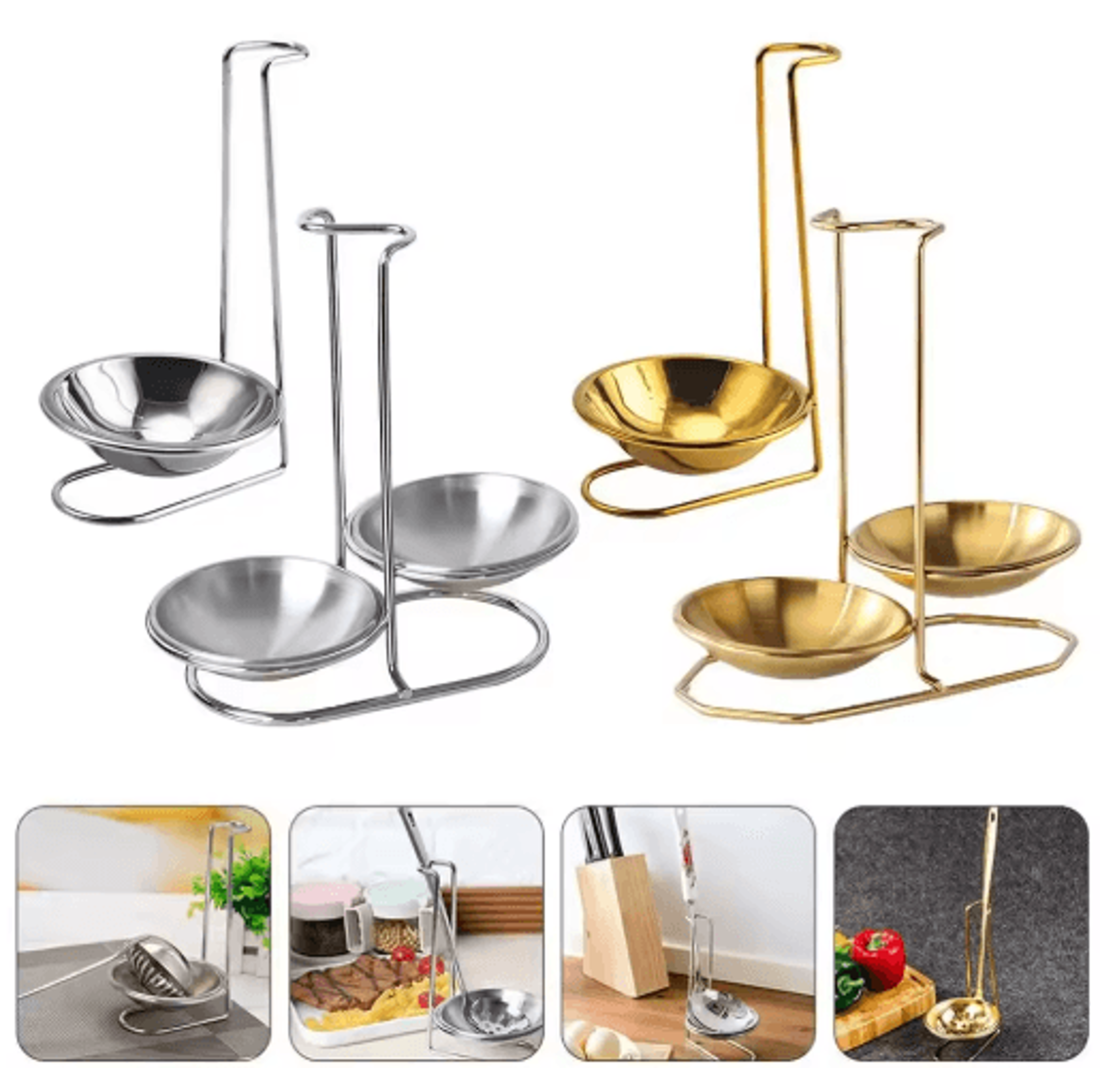 vertical ladle & spoon rest stand – single/double kitchen utensil holder for countertops