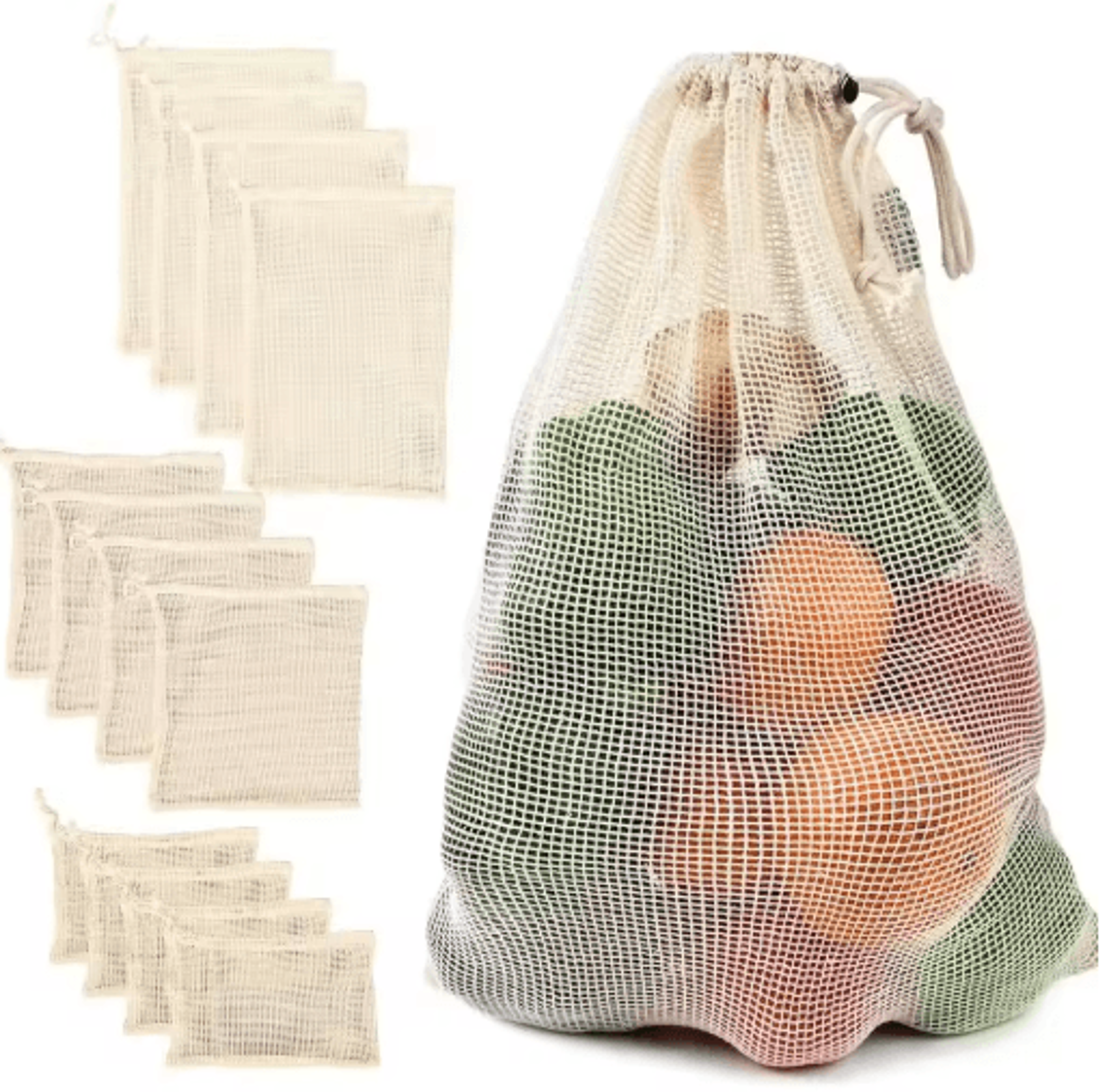 reusable cotton mesh shopping bag – eco-friendly produce bag for fruits, vegetables & grocery storage