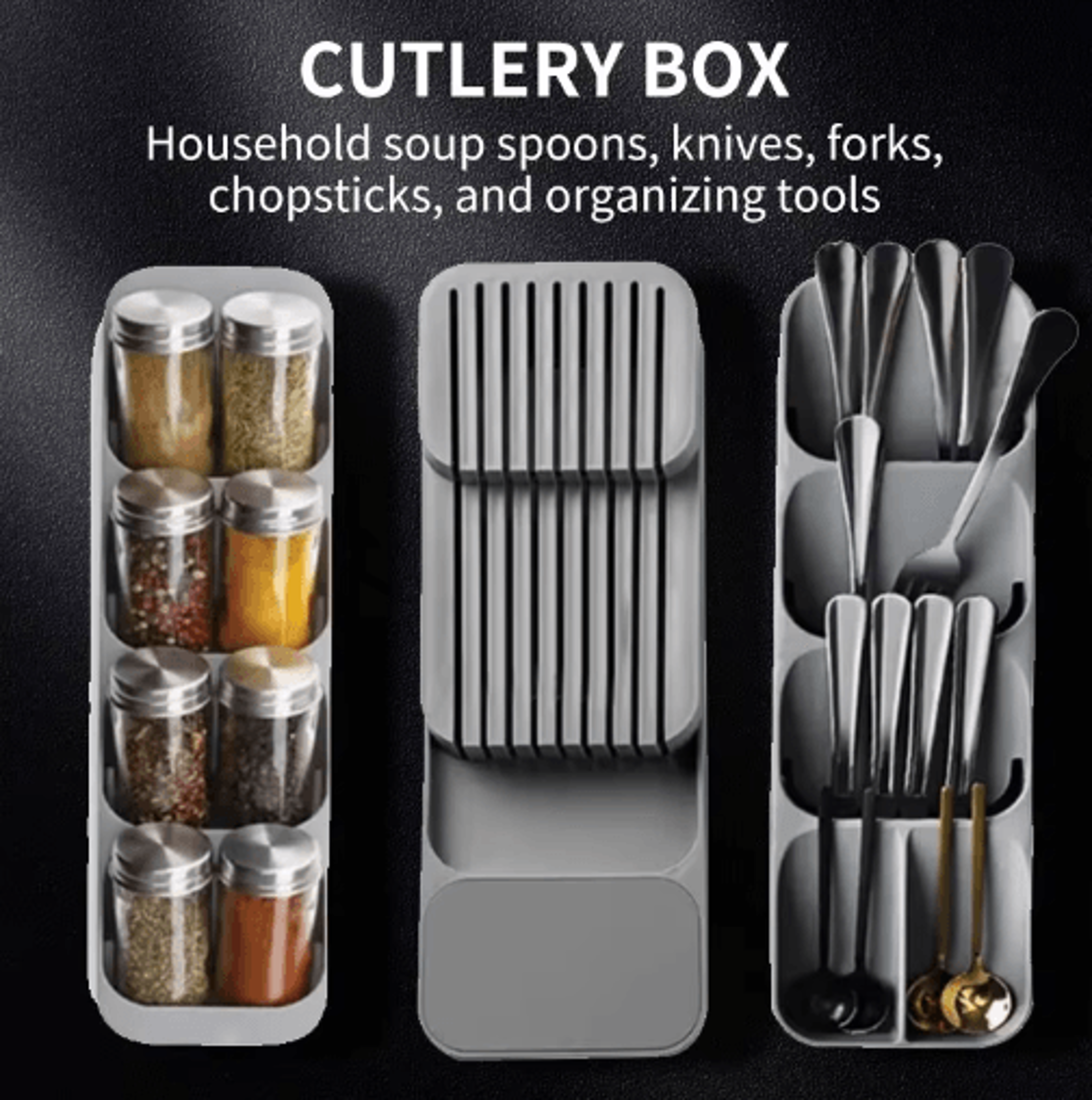 kitchen drawer cutlery organizer tray – knife holder & tableware storage for spoons, forks & utensils