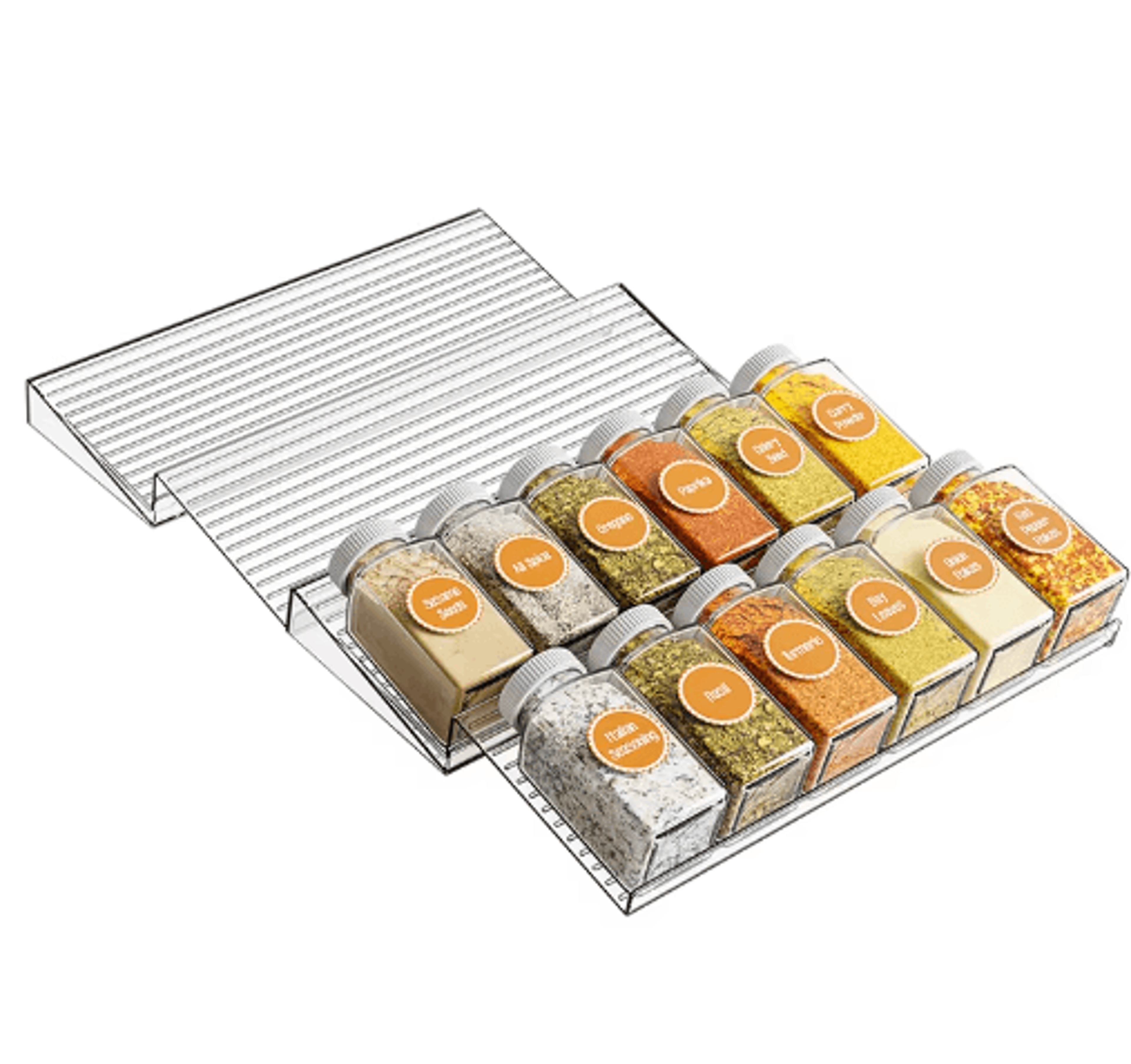 adjustable stepped spice rack organizer – multi-layer drawer & cabinet seasoning bottle storage rack