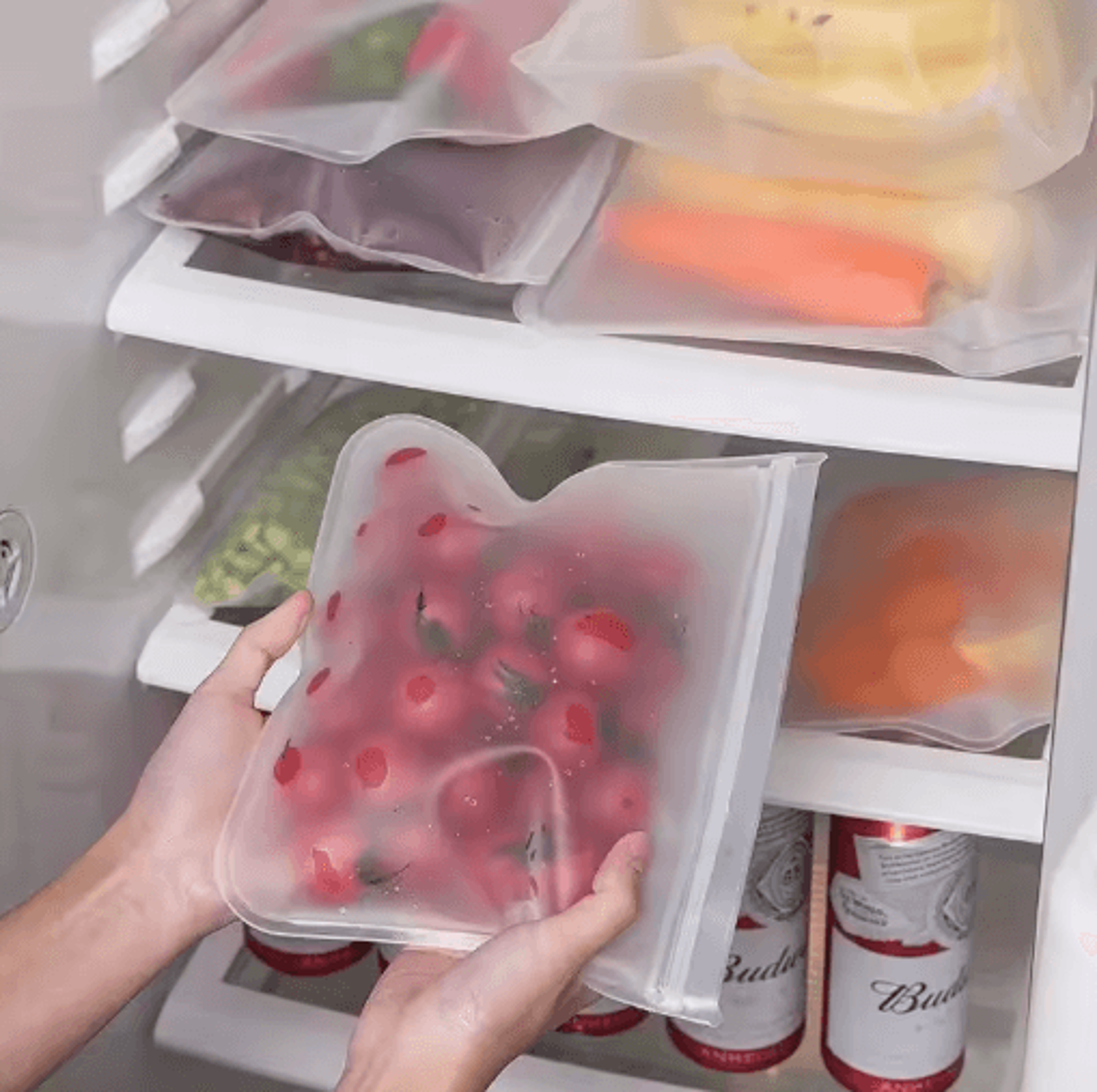 reusable silicone food storage bags – leakproof stand-up zip bags for meal prep, lunch & fresh food storage