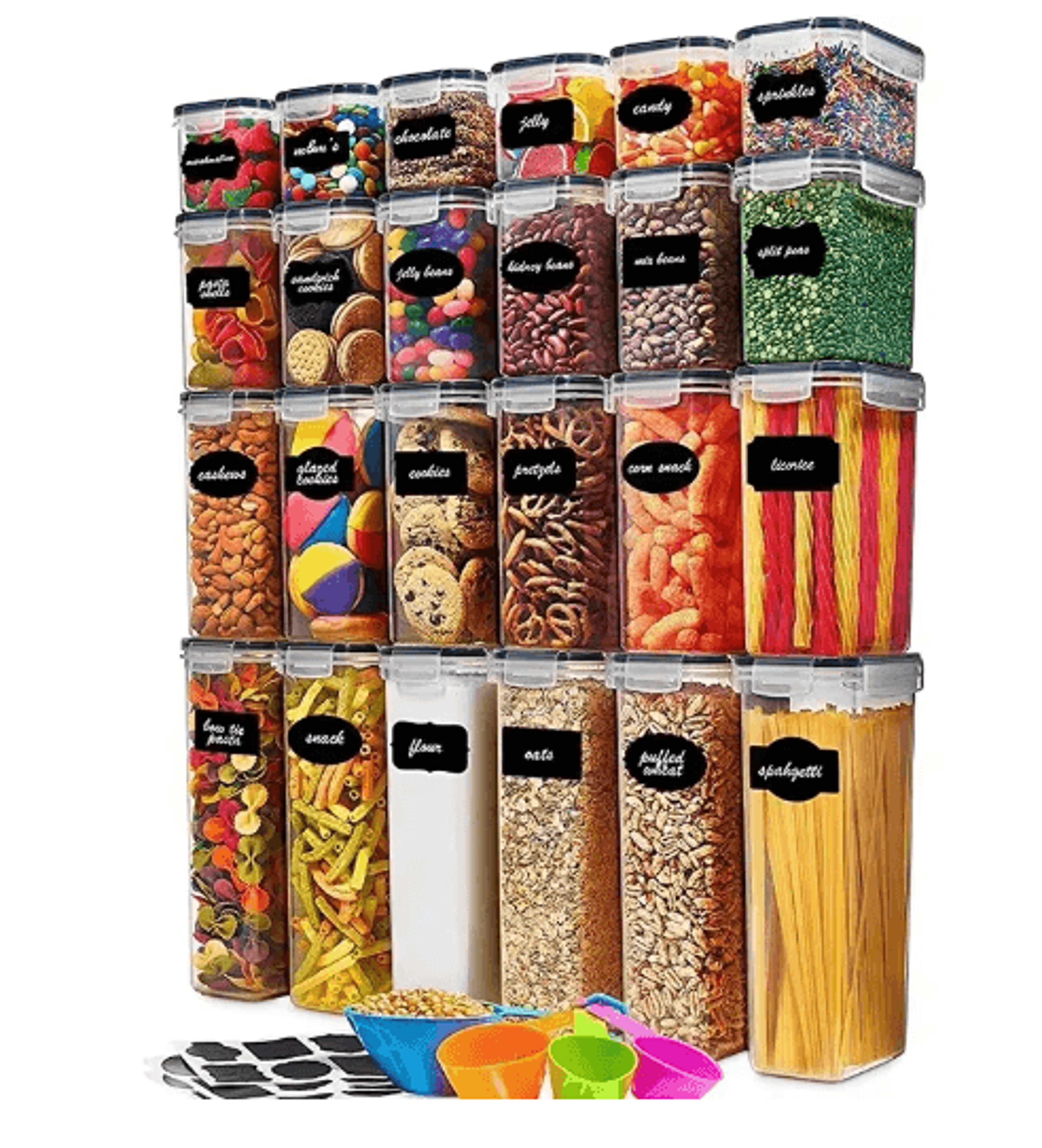 5-piece airtight food storage containers with lids kitchen & refrigerator organizer set