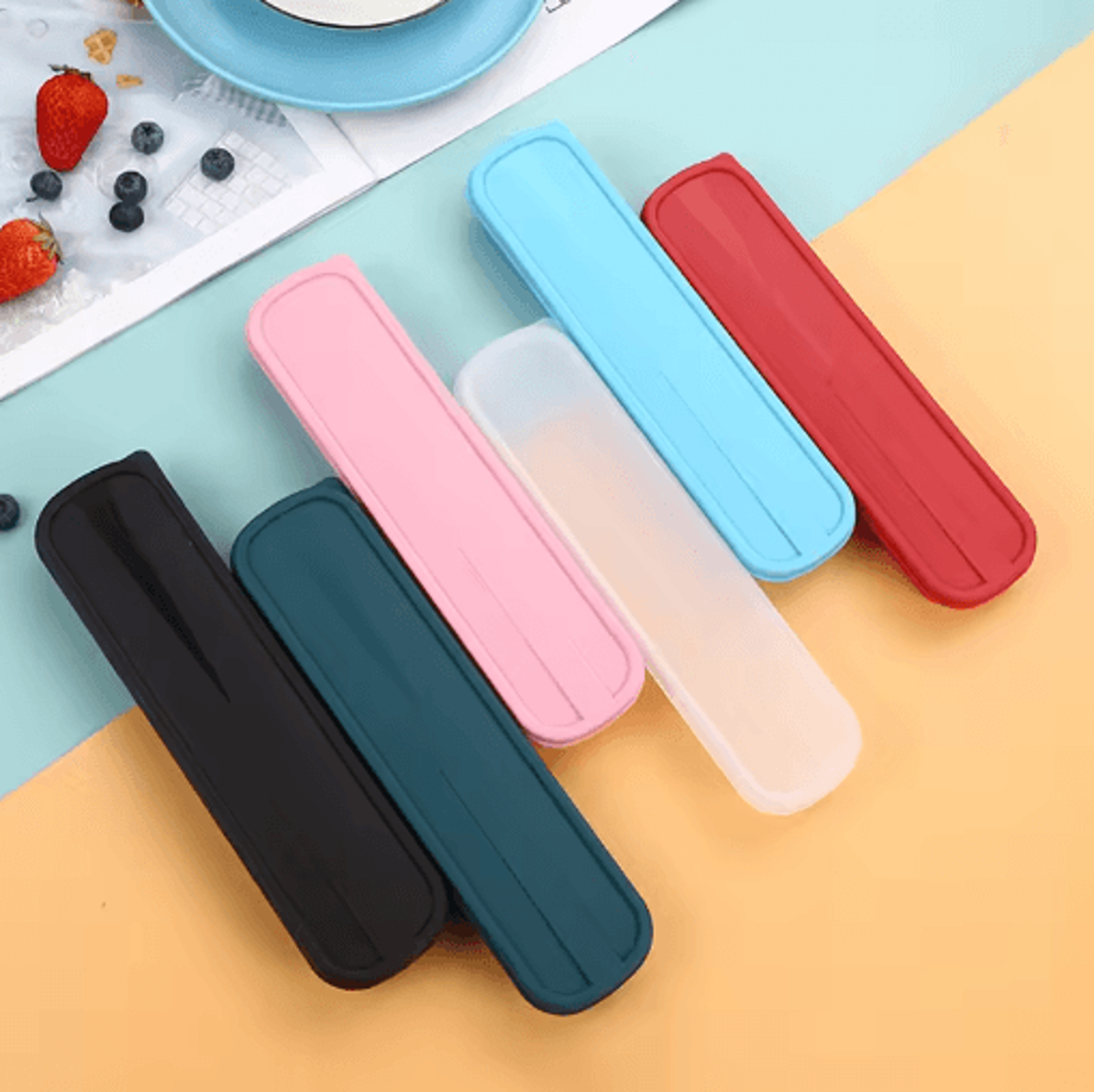 portable flip-top cutlery storage box – eco-friendly chopstick & spoon travel case
