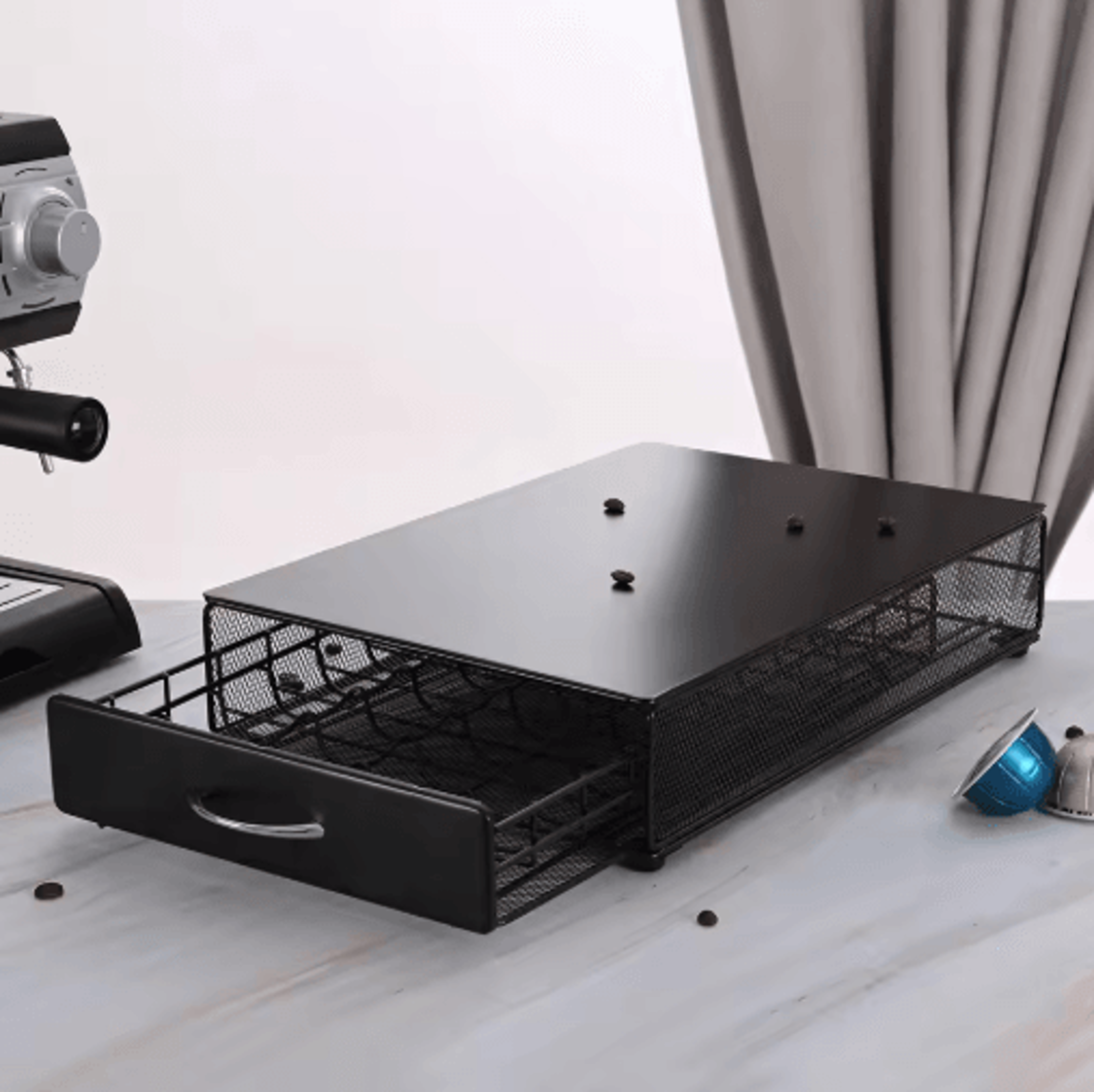 vertuo coffee pod storage drawer – metal capsule organizer with 40-pod capacity