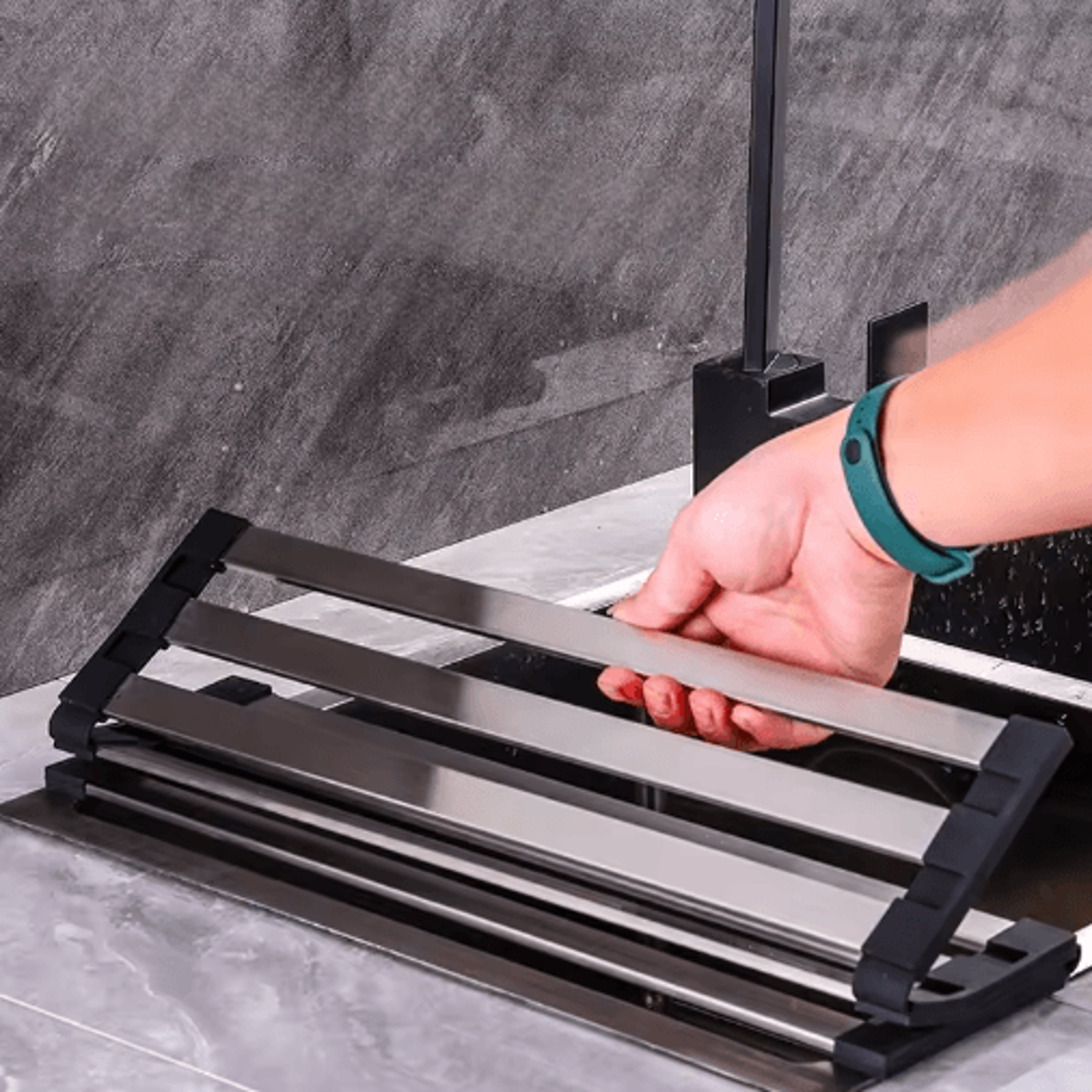 304 stainless steel roll-up dish drying rack – foldable over-the-sink drainer & kitchen organizer