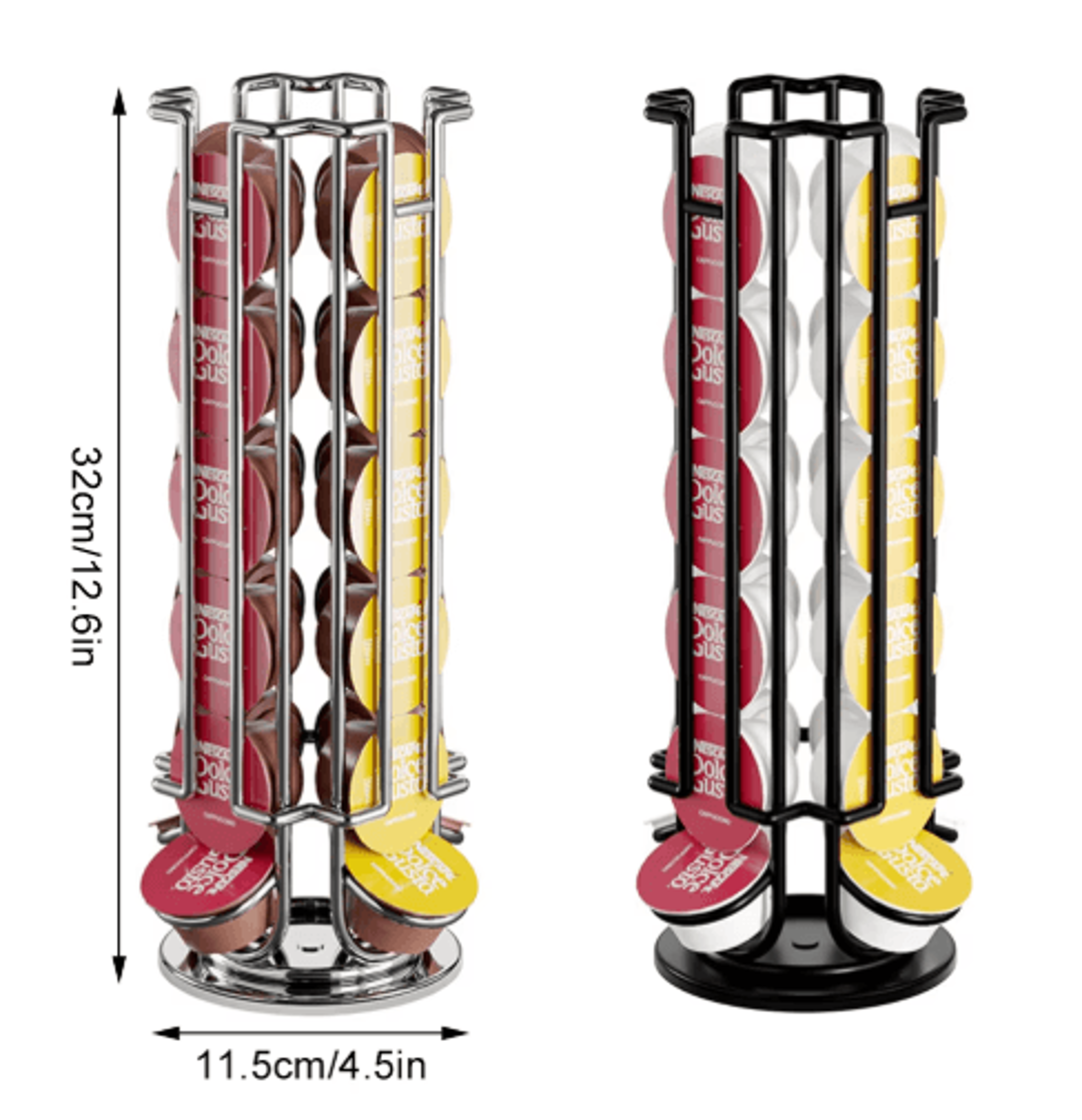 360° rotating dolce gusto pod holder – metal coffee capsule storage rack & organizer