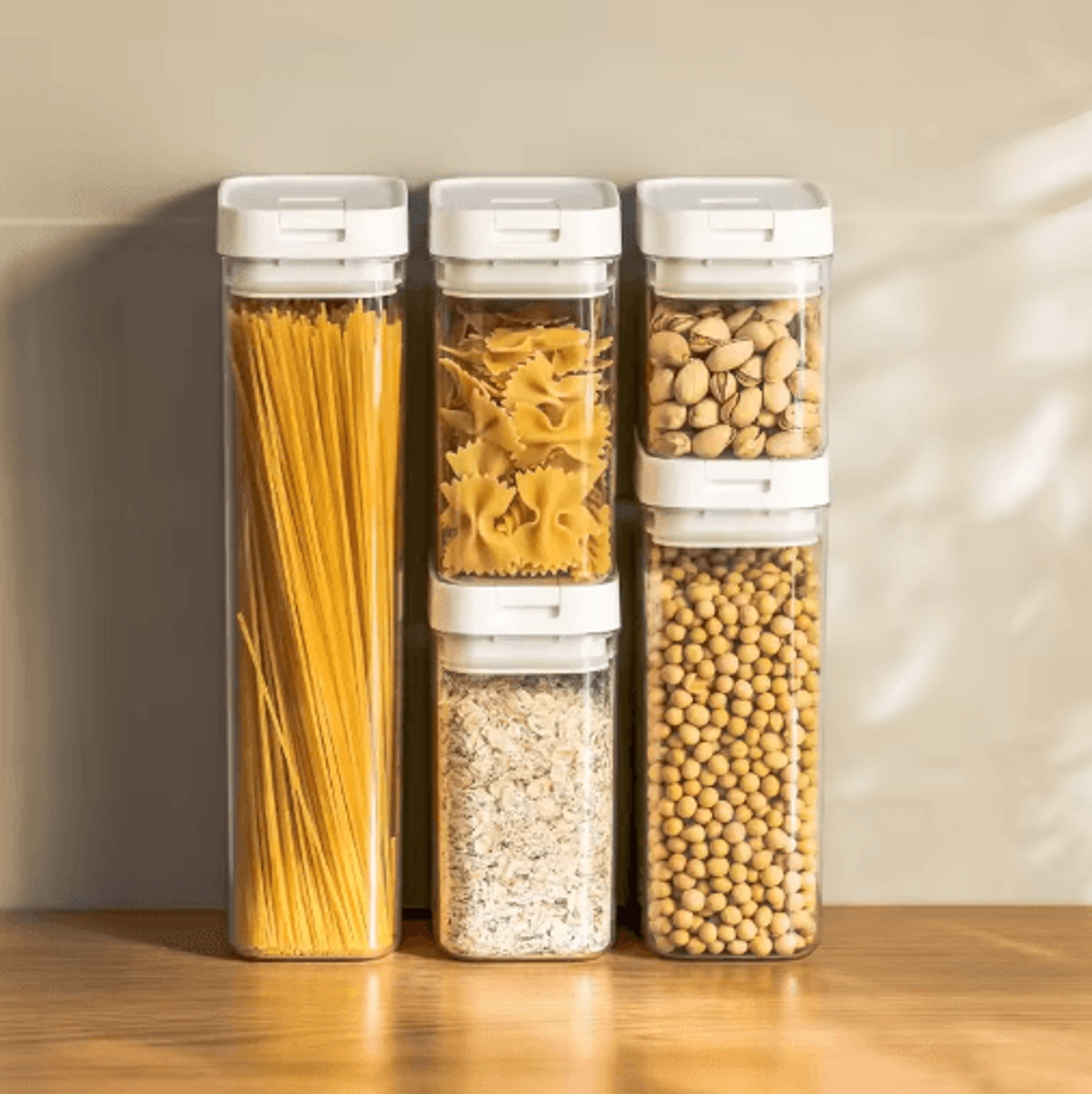 transparent pasta storage container – airtight spaghetti & grain storage jar with moisture-proof lid