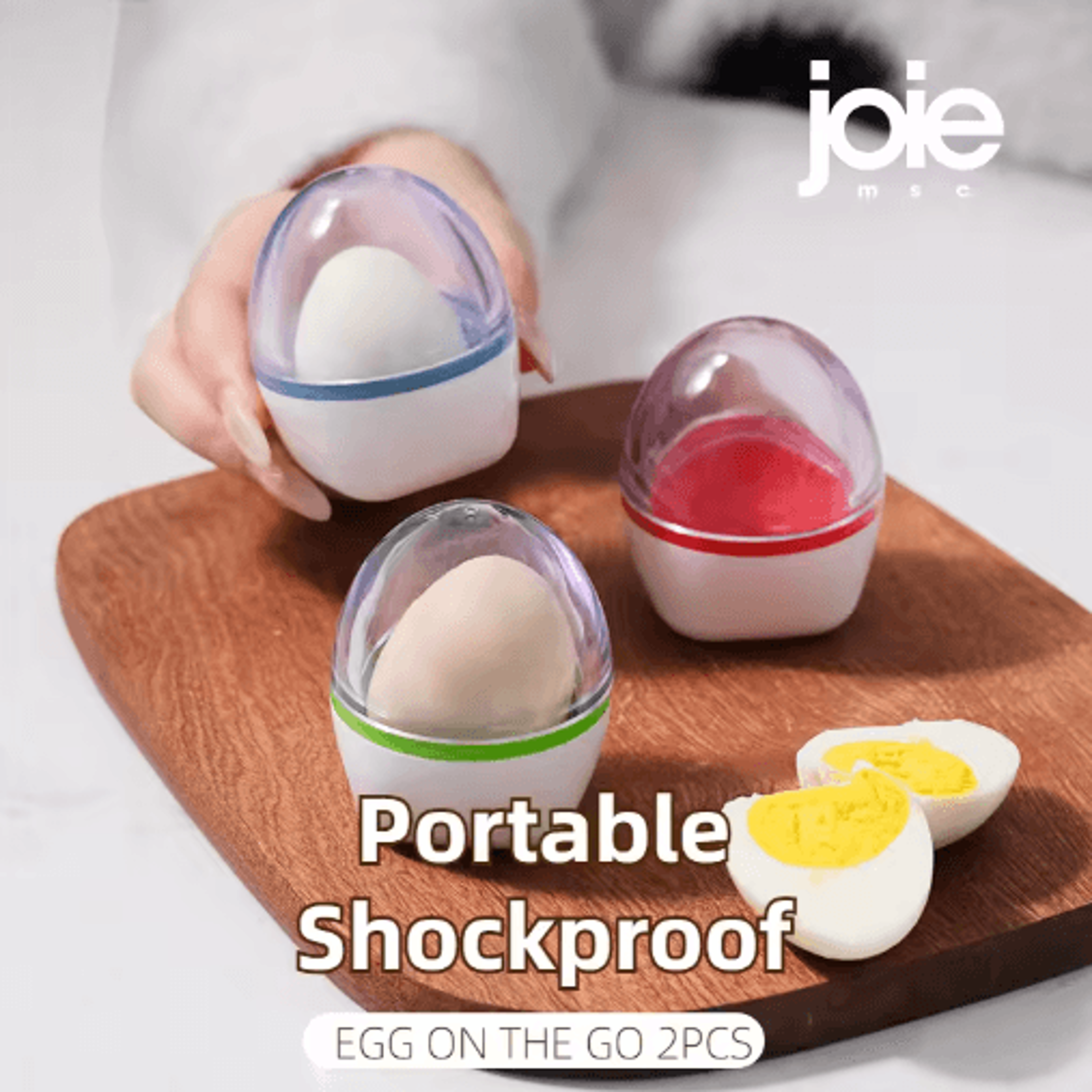 joie portable egg holder set 2-piece shockproof egg storage container for camping, school & travel