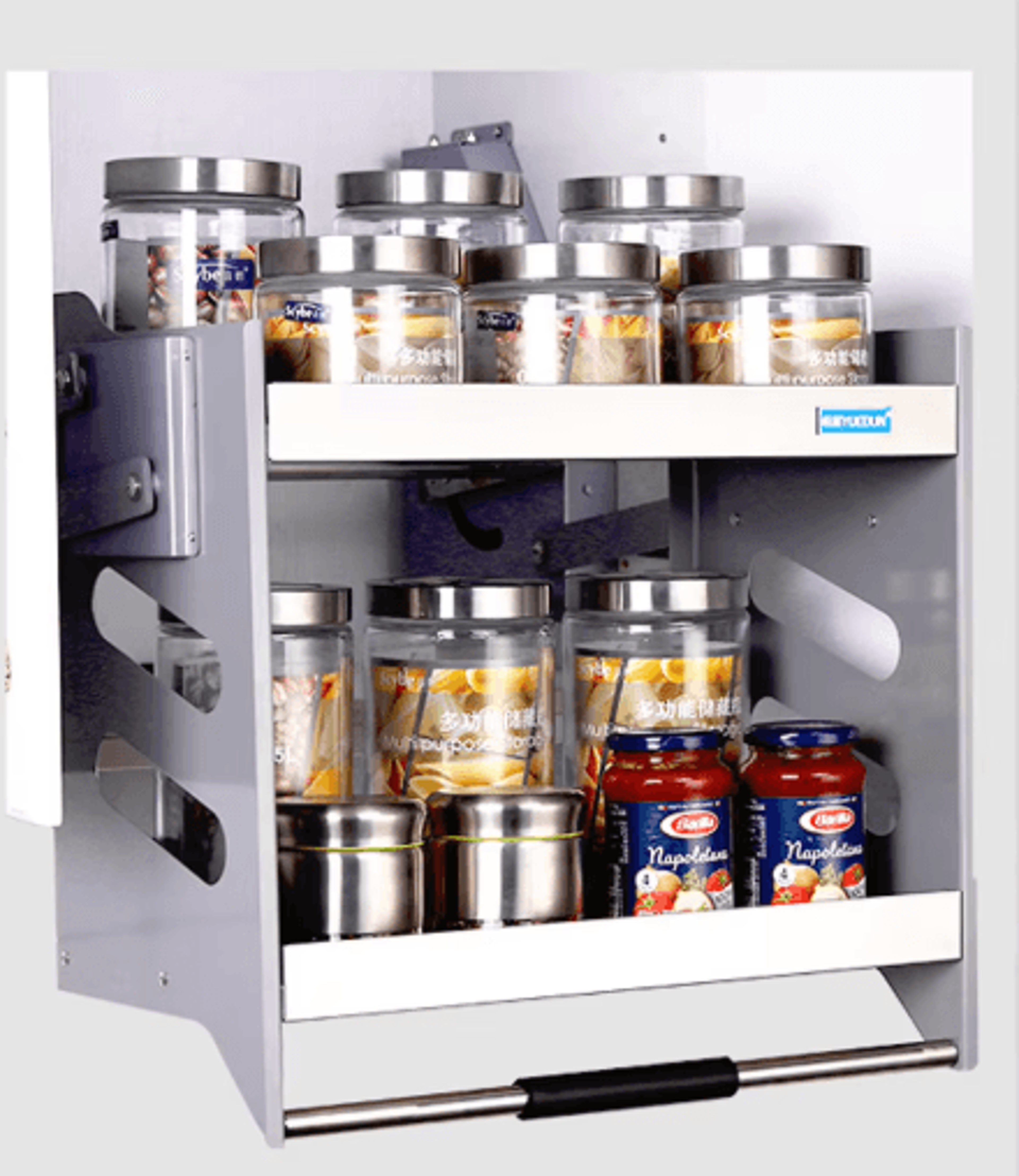 stainless steel pull-out cabinet organizer – heavy-duty kitchen basket & seasoning storage rack 30kg load capacity