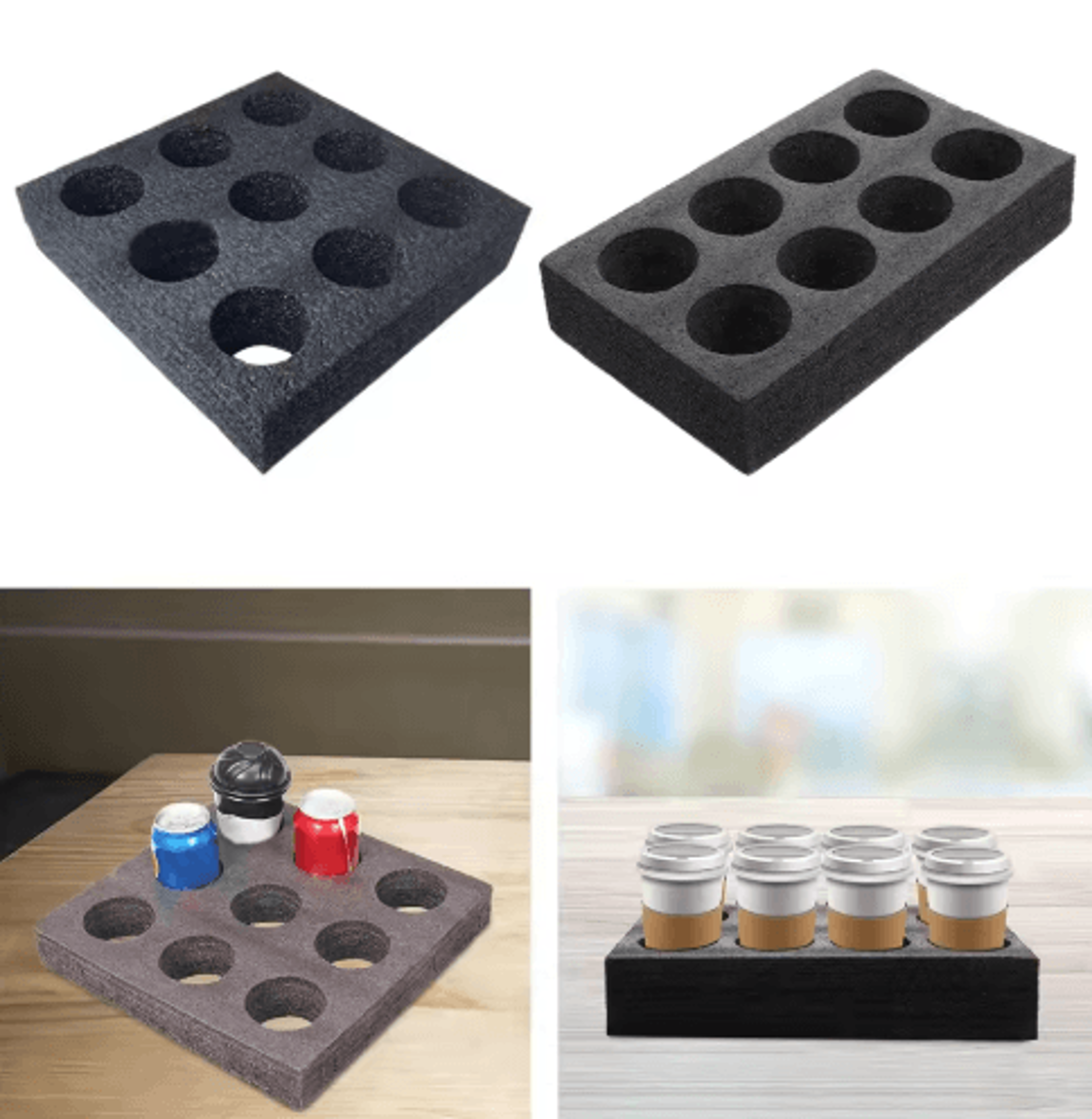 thickened coffee cup carrier tray – reusable drink holder for coffee, tea, milk & takeout beverages