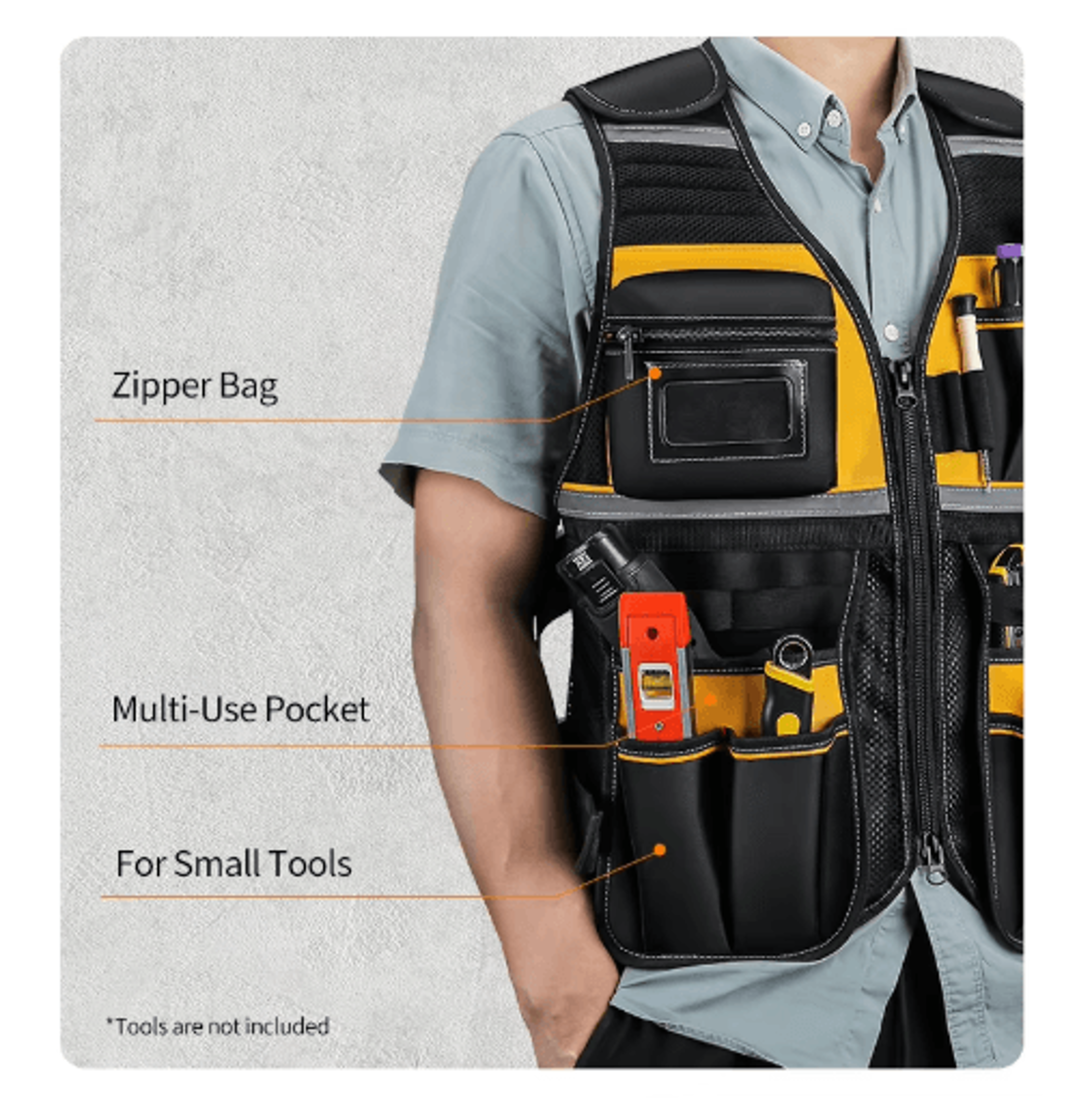 adjustable multi-pocket tool vest – handyman tool storage bag for workshops, gardening & repairs